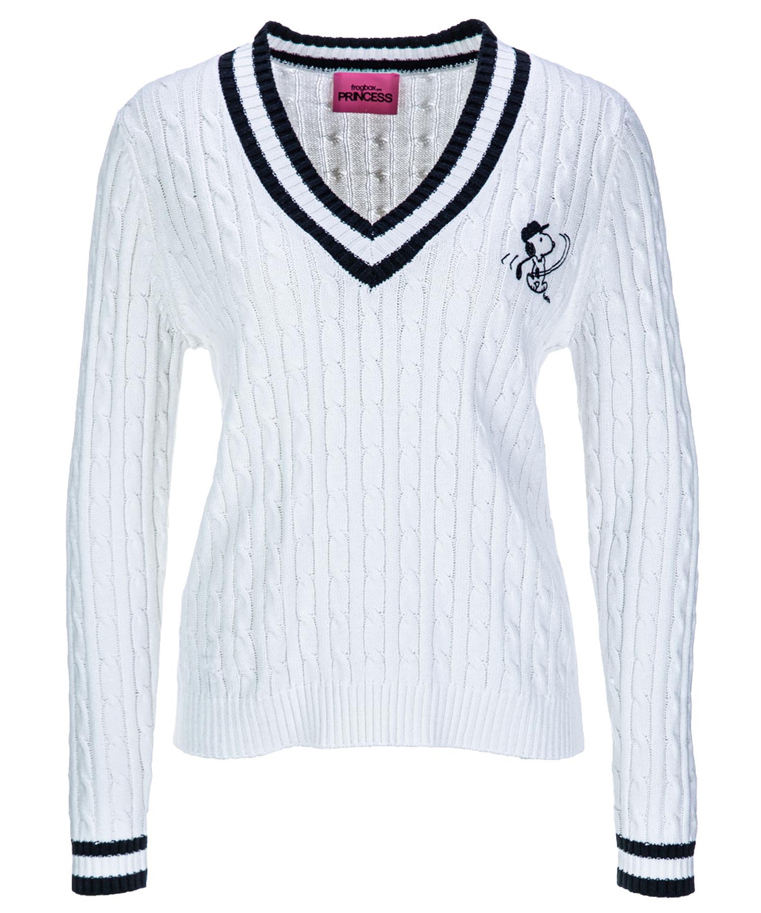 Princess goes Hollywood Zopfpullover mit Snoopy in weiss mit Kontrast