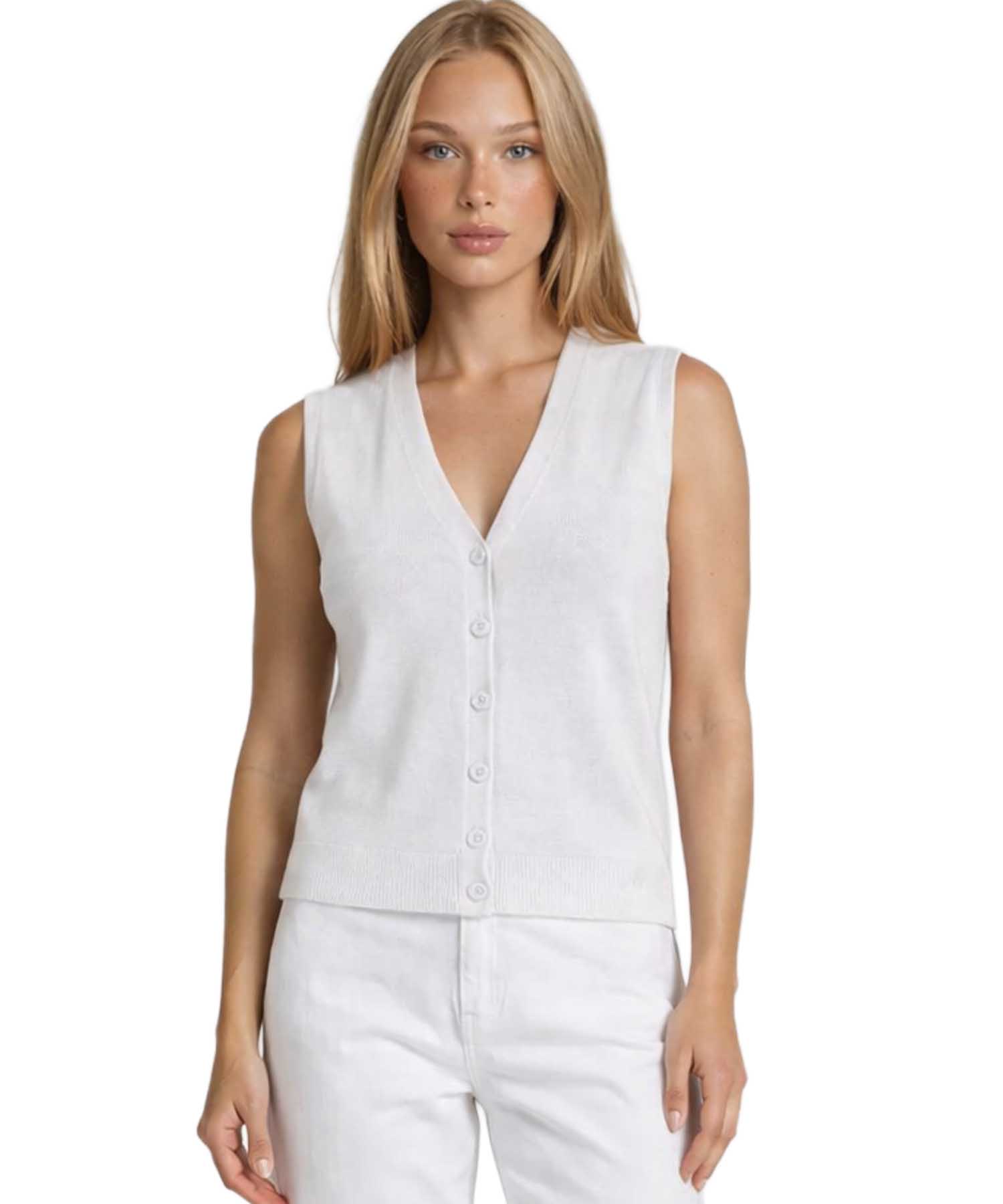 PENN&INK N.Y Strickweste in Weiss | Oversized Damenweste