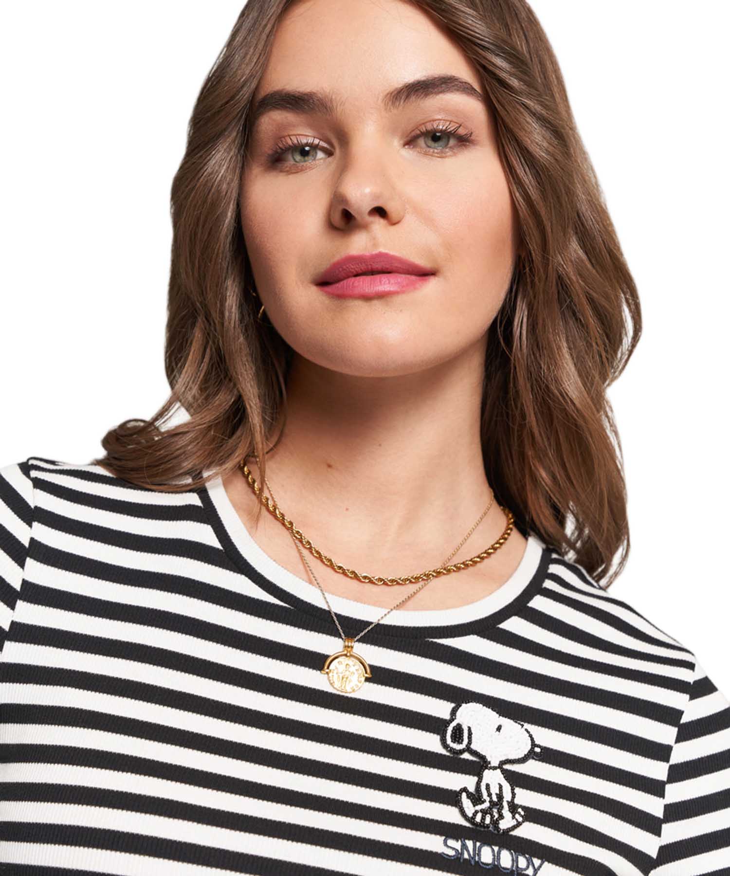 Princess goes Hollywood Shirt mit Snoopy Patch im Streifendessin