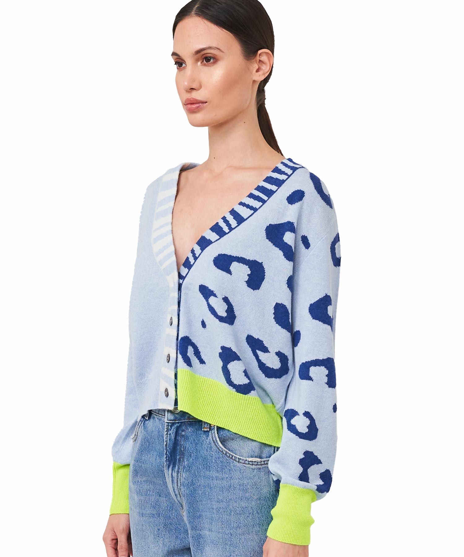 Patchwork Strickjacke aus reinem Cashmere von Brodie