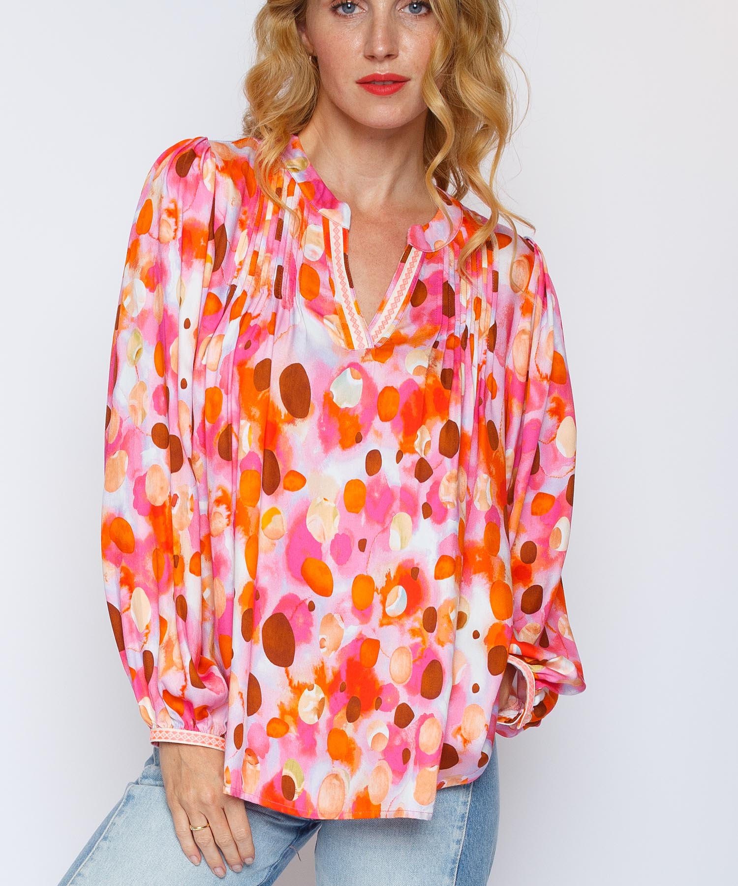 Emily van den Bergh Bluse pink red dots