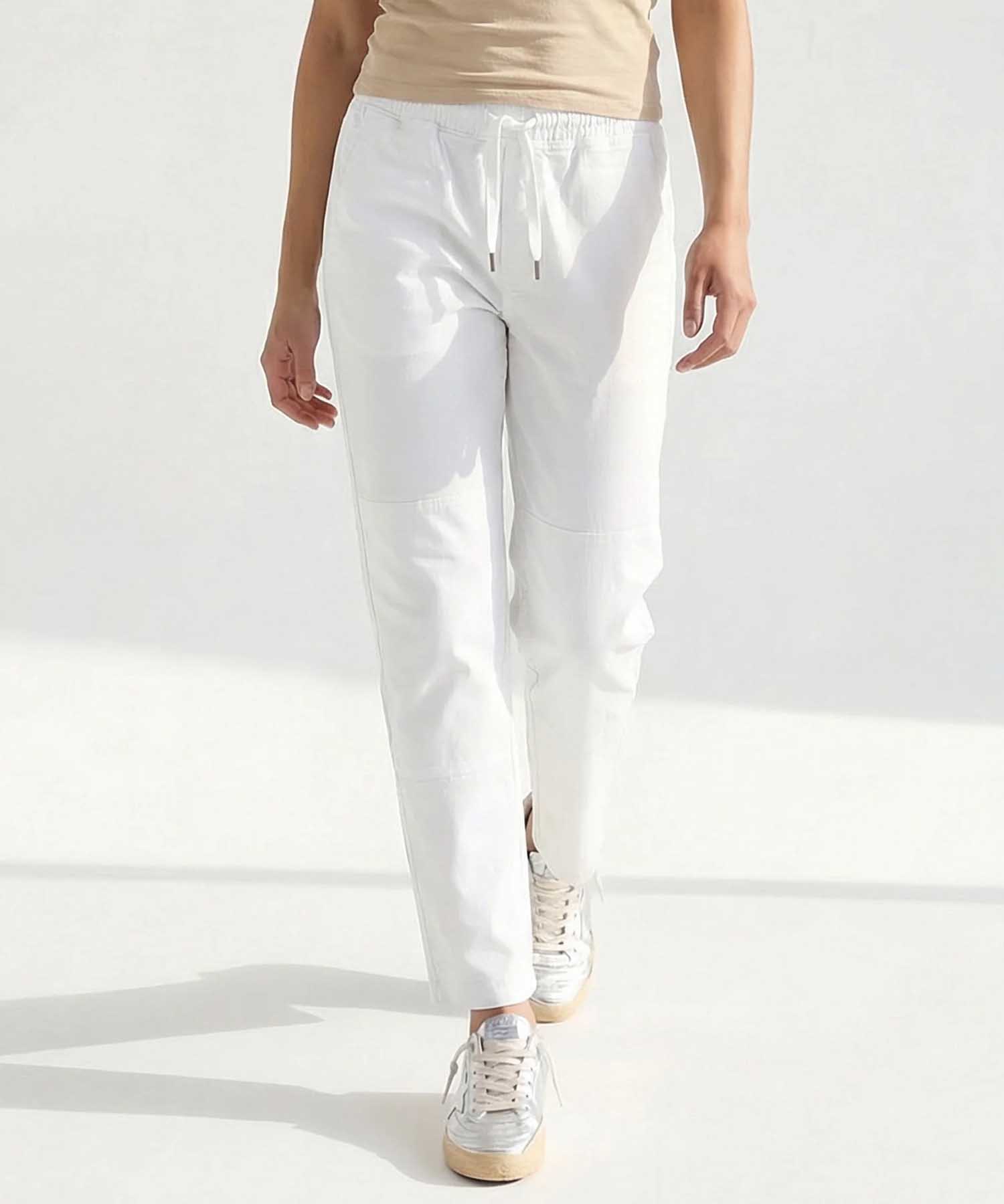 YOU TWO Hose im Materialmix in weiss