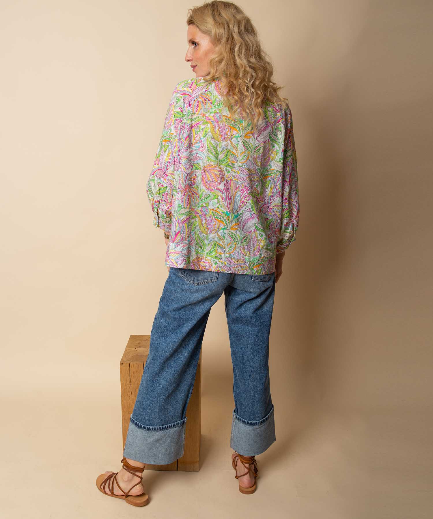 Emily van den Bergh Tunika Bluse aus reiner Baumwolle mit Multicolour Print | Modehaus Wörmann