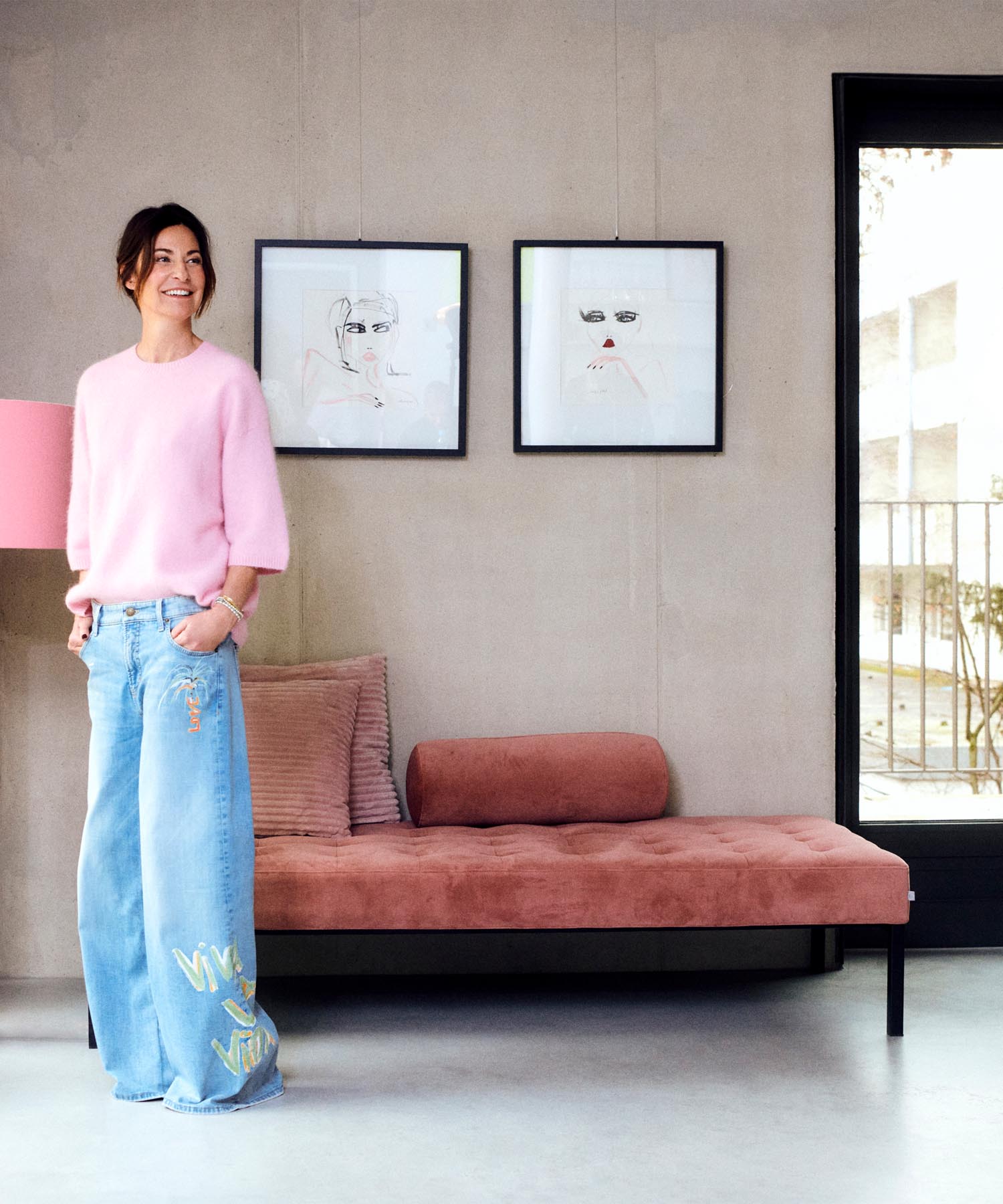 Cambio Jeans Palazzo | weite Jeans mit Motiv der Künstllerin Lilli Grill