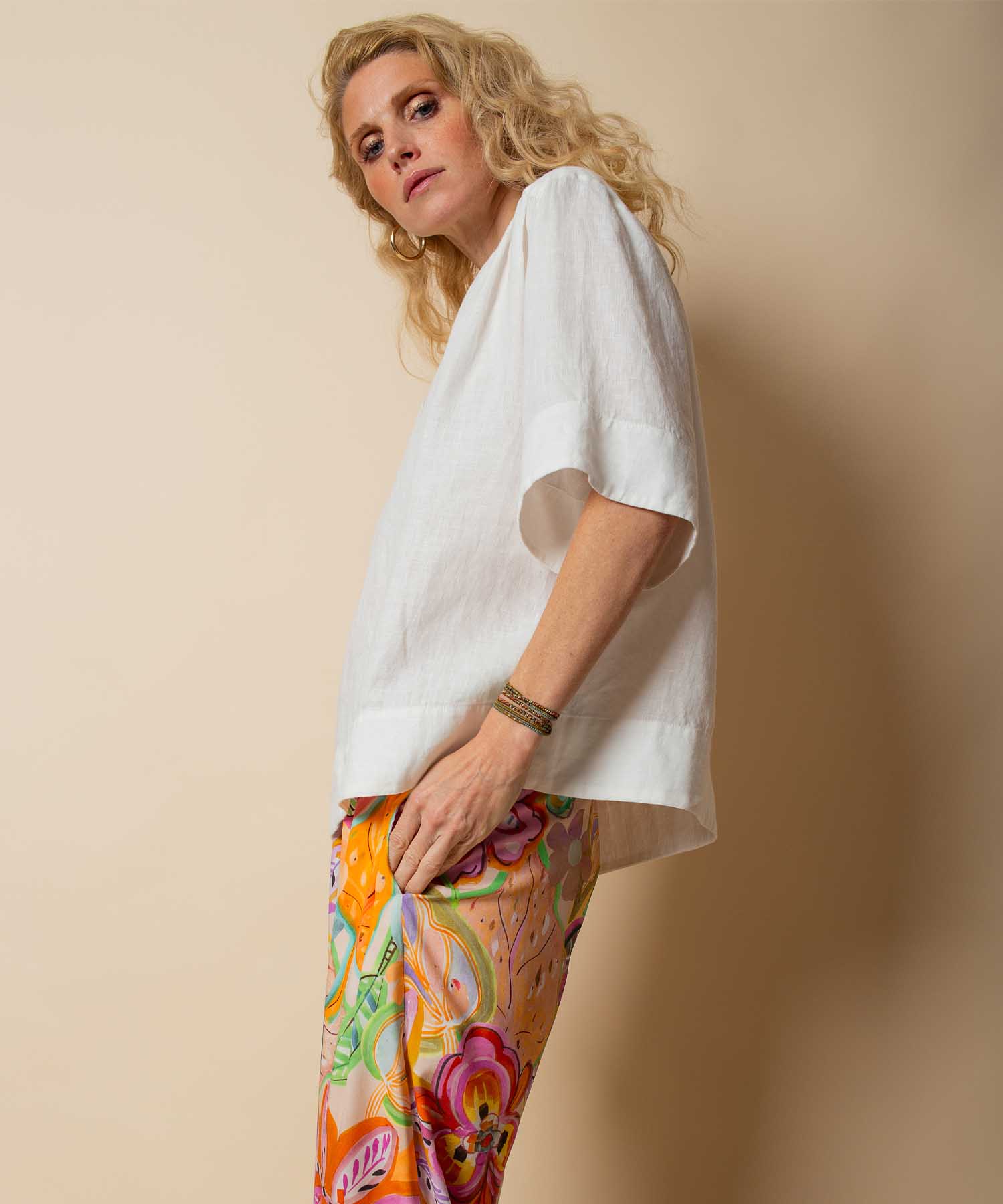 Emily van den Bergh Tunika Bluse aus reinem Leinen in Offwhite | Modehaus Wörmann