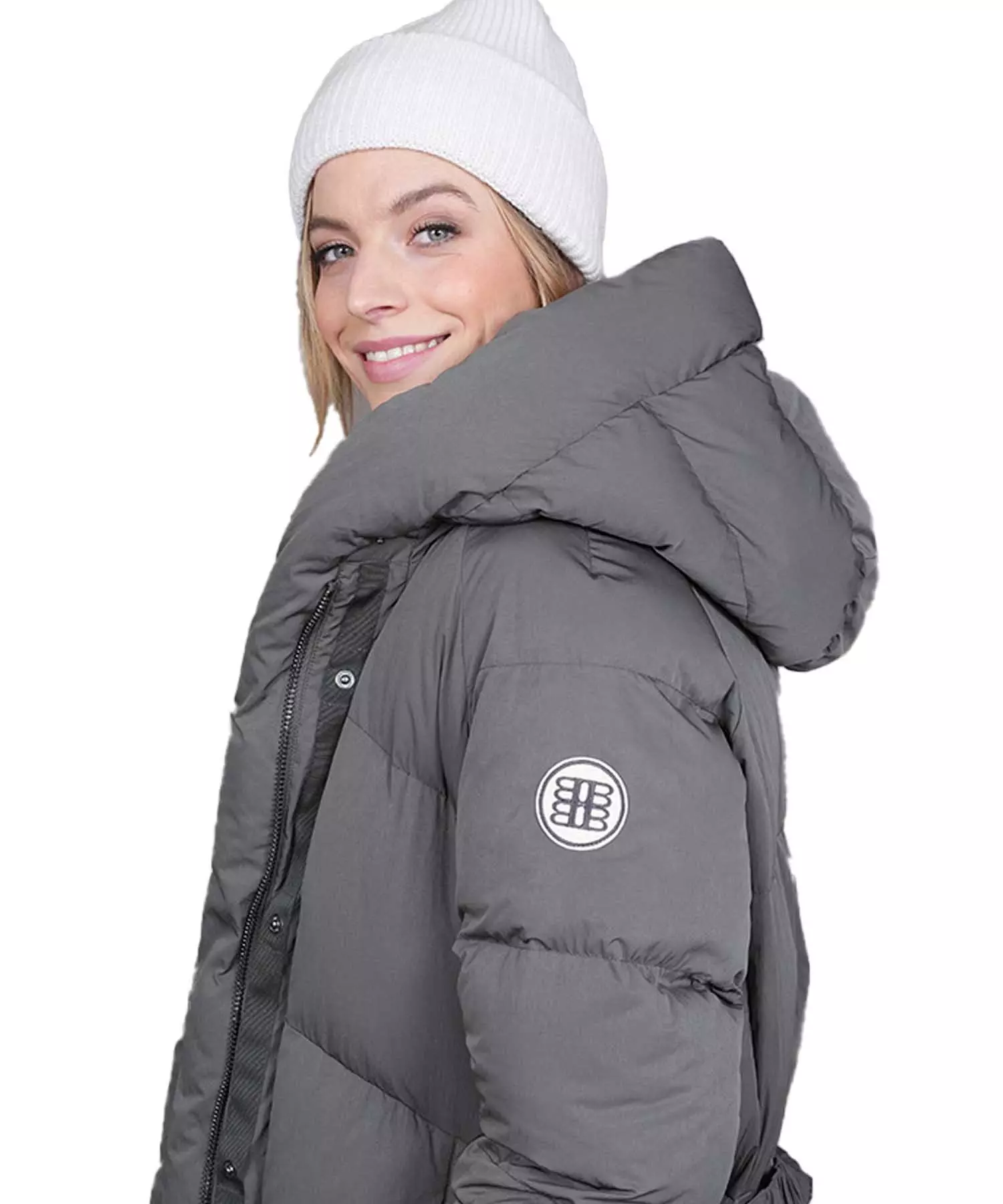 Blonde No. 8 langer Steppmantel in grau