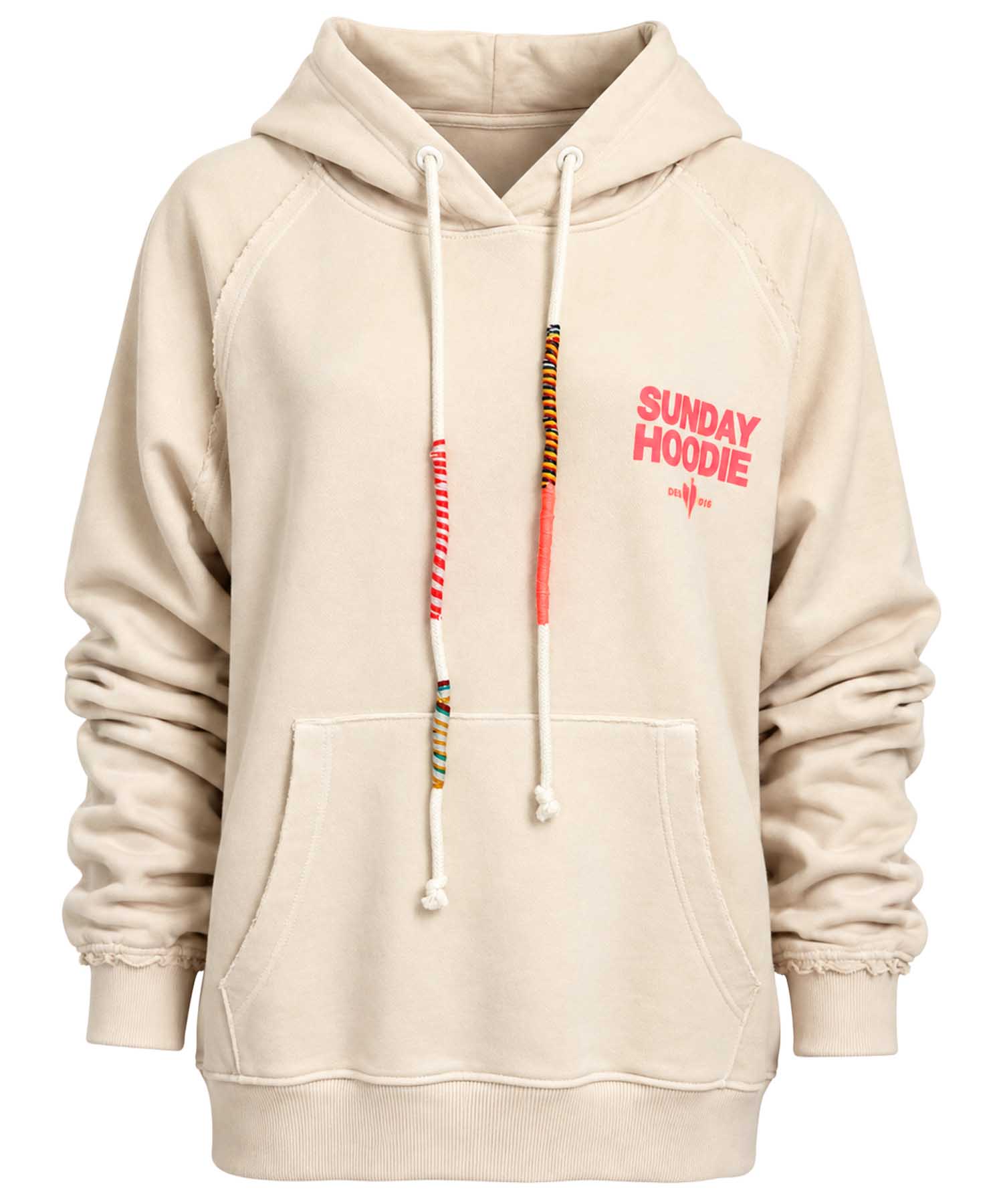 Grace Hoodie Sunday in Creme mit Neonrosa