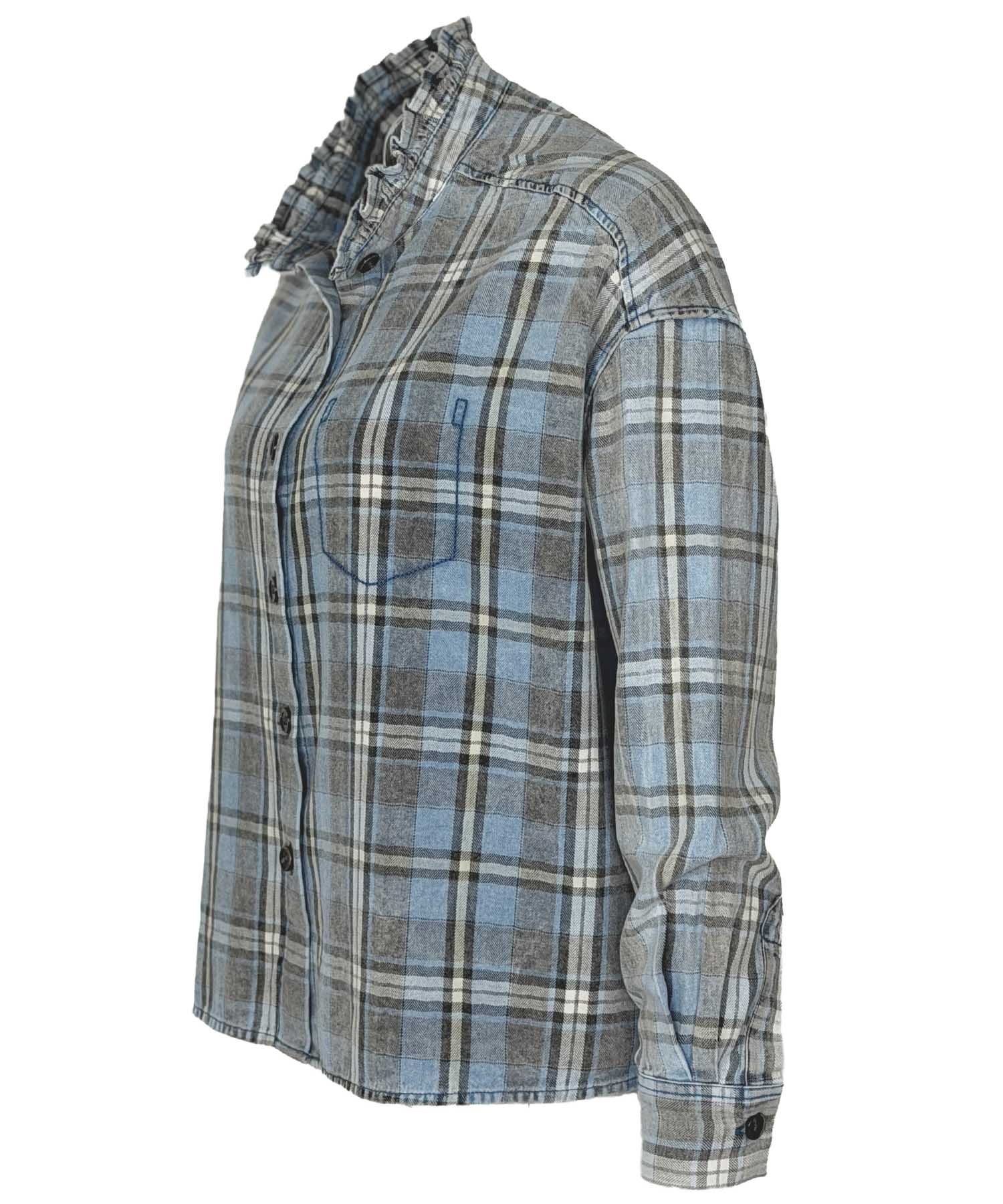 Narli Collection Damenbluse aus Baumwolle in Blau kariert | Modehaus Wörmann