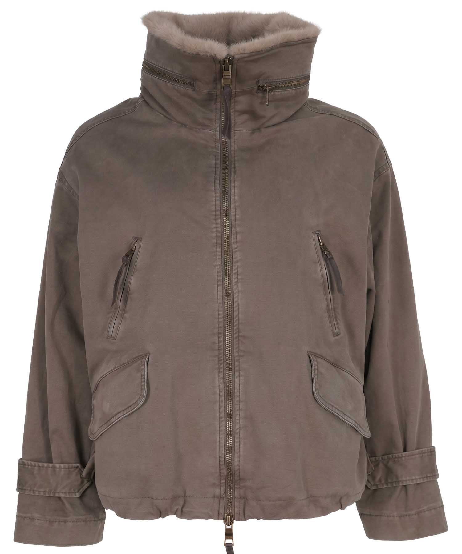Blonde No. 8 Baumwolljacke Tyra 2 in Taupe mit Kunstfell