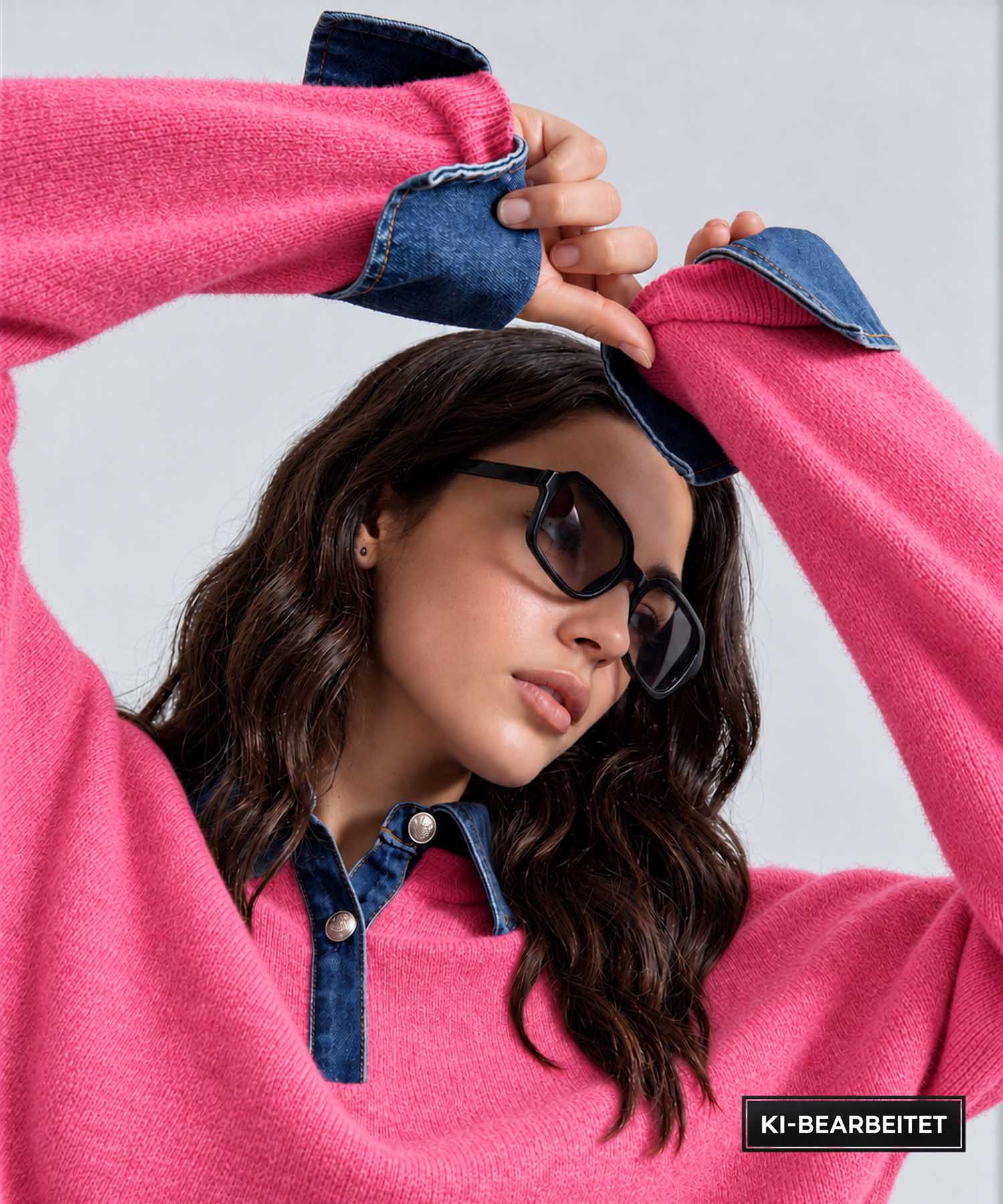 Leo & Ugo Wollpullover in Grau mit Denim-Details | Modehaus Wörmann