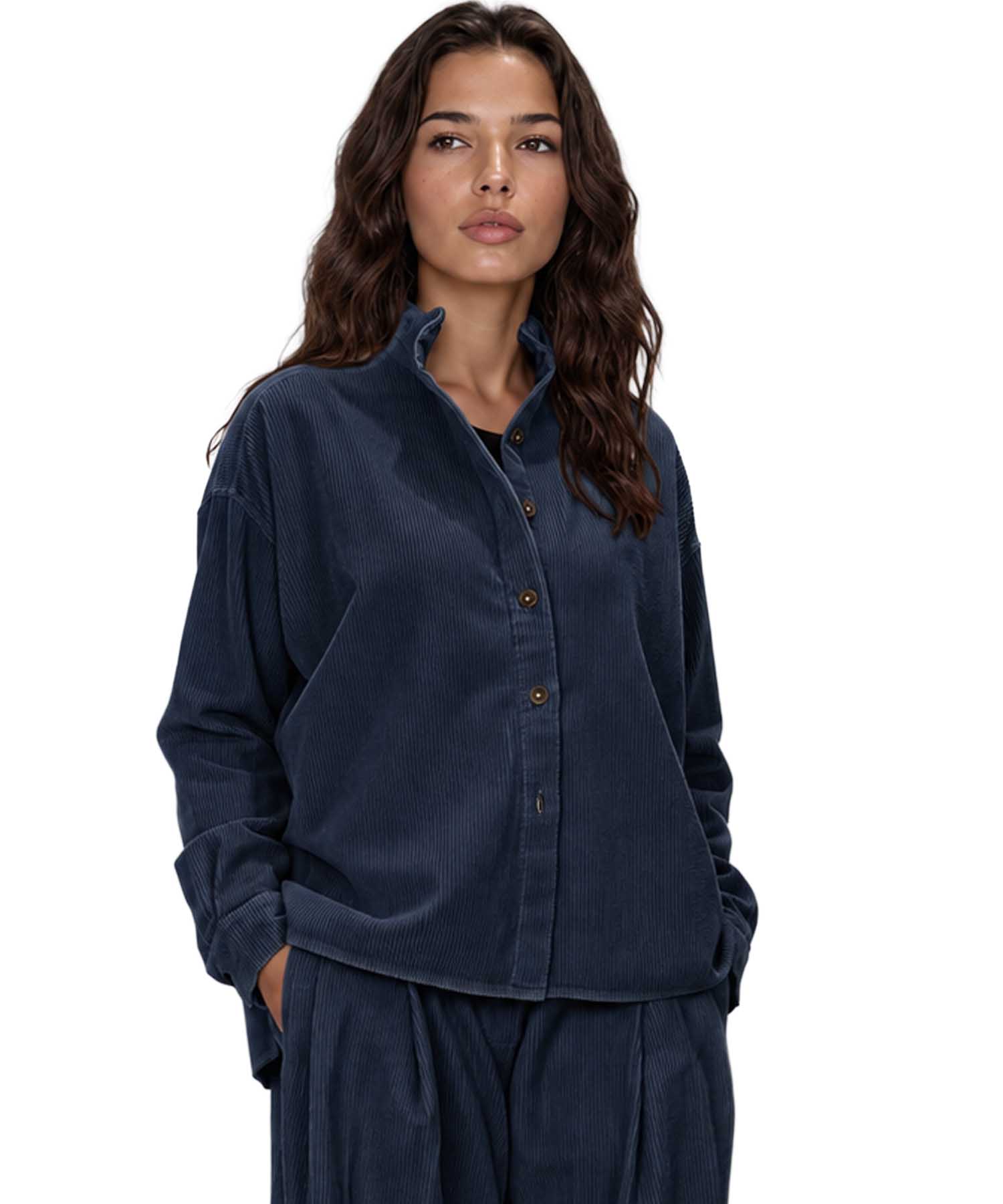 Narli Collection Cordbluse im lässigen Oversize-Look