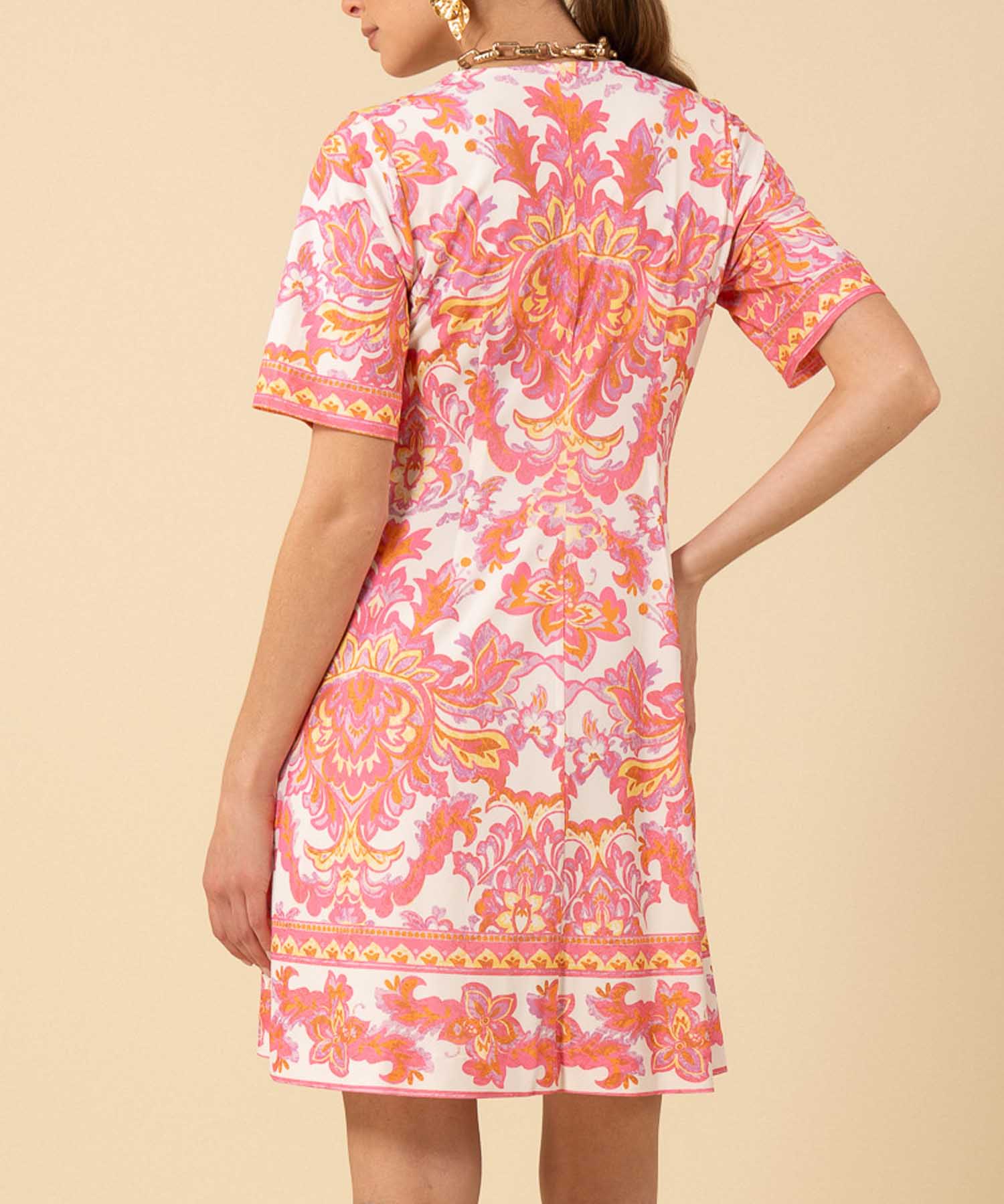 Hale Bob Kleid Bethany mit V-Ausschnitt und grafischem Blumendruck