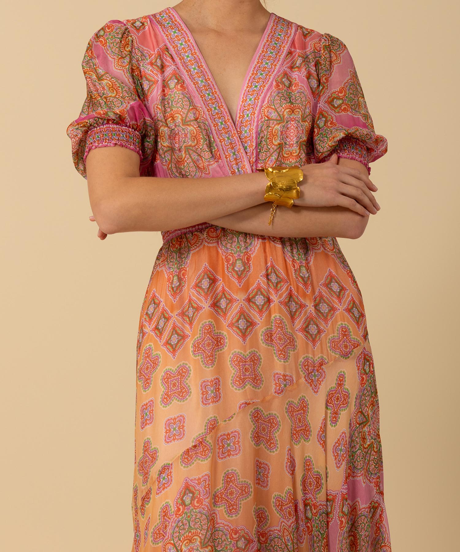 Hale Bob Chiffonkleid Malay in Midilänge