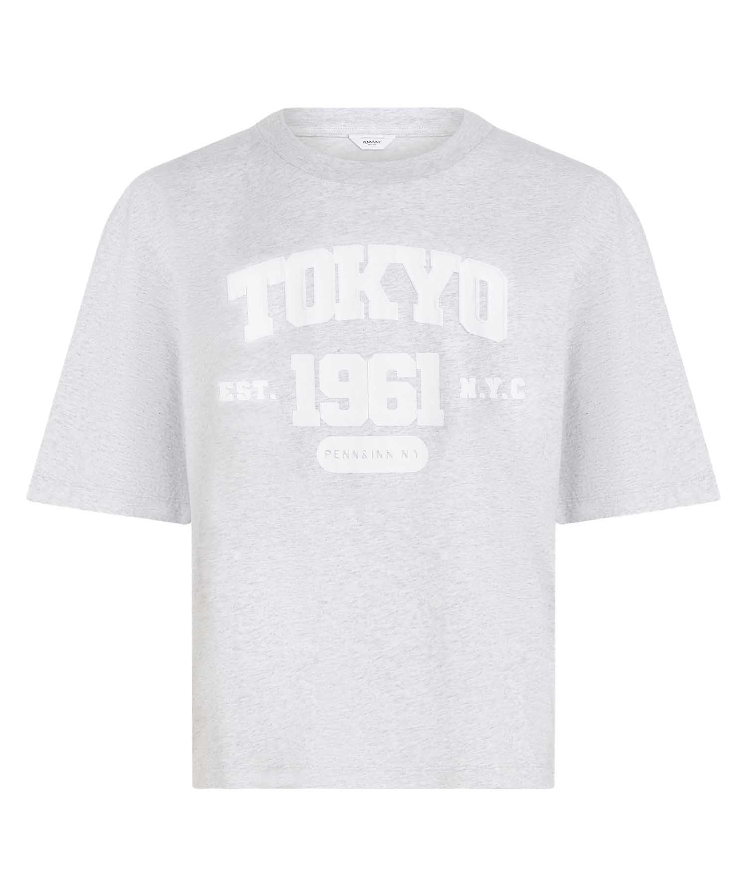 PENN&INK N.Y Damen Shirt Graumelange mit Logo-Print