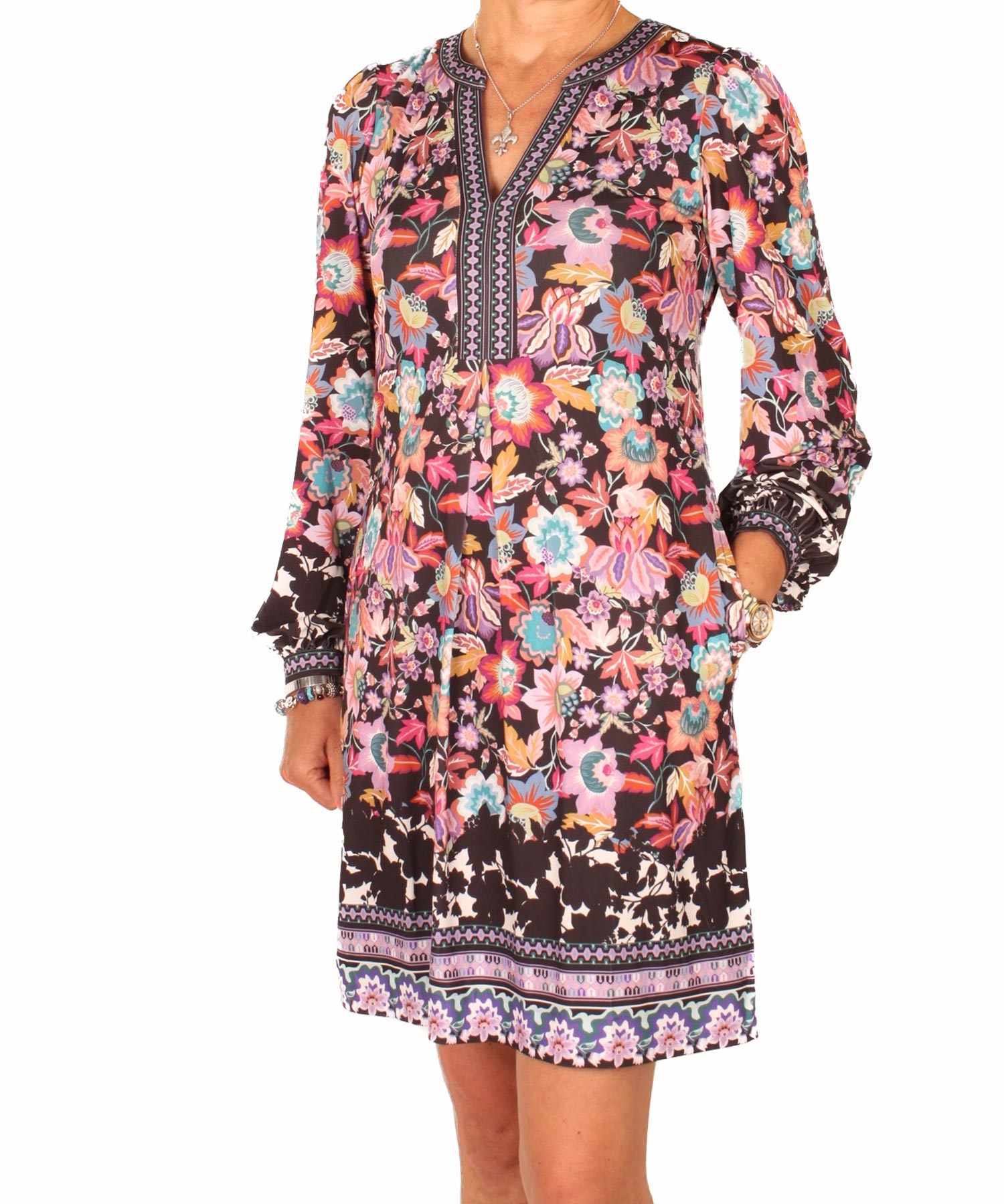 Cooles Druck Kleid von Hale Bob in schwarz