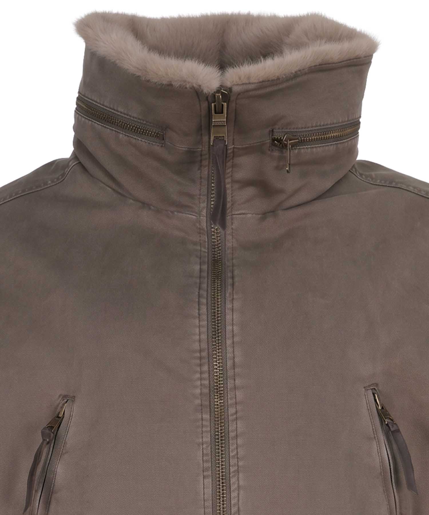 Blonde No. 8 Baumwolljacke Tyra 2 in Taupe mit Kunstfell