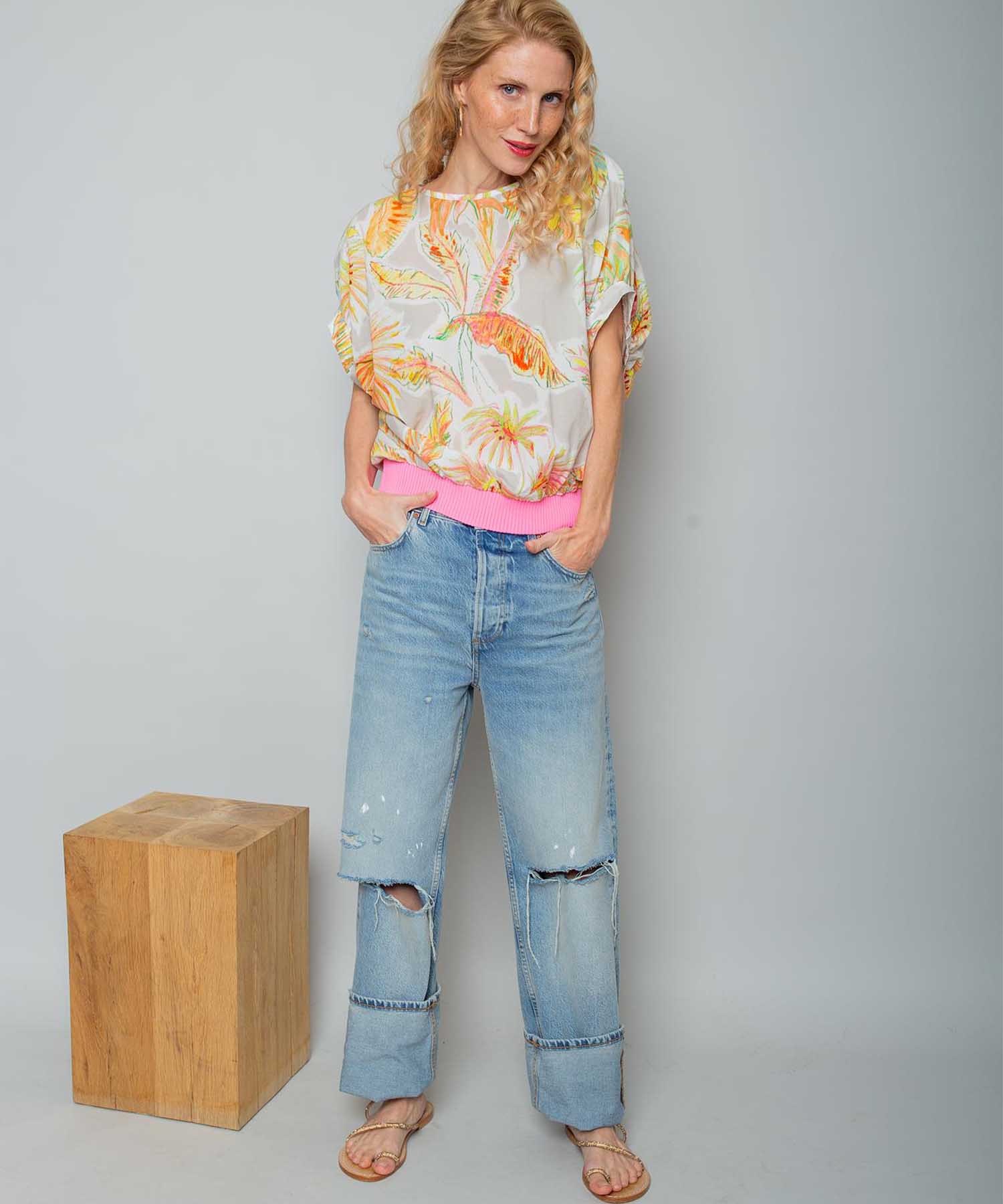 Emily van den Bergh Blusenshirt aus reiner Baumwolle mit Blätterprint | Modehaus Wörmann