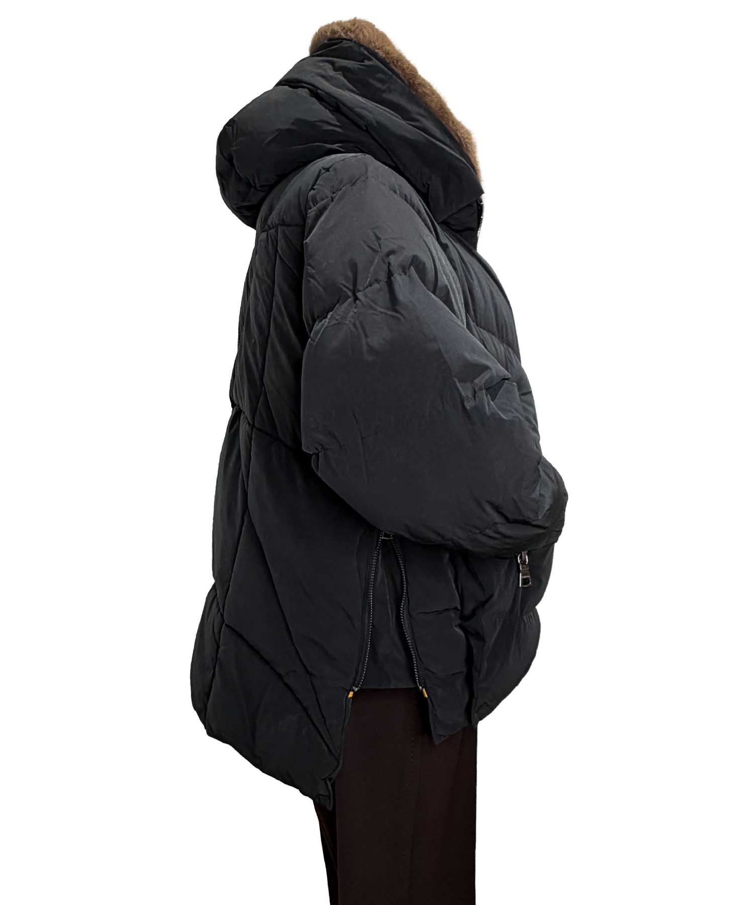 Blonde No. 8 Steppjacke SNOW – warme Damenjacke in schwarz mit Kapuze und Kunstfell