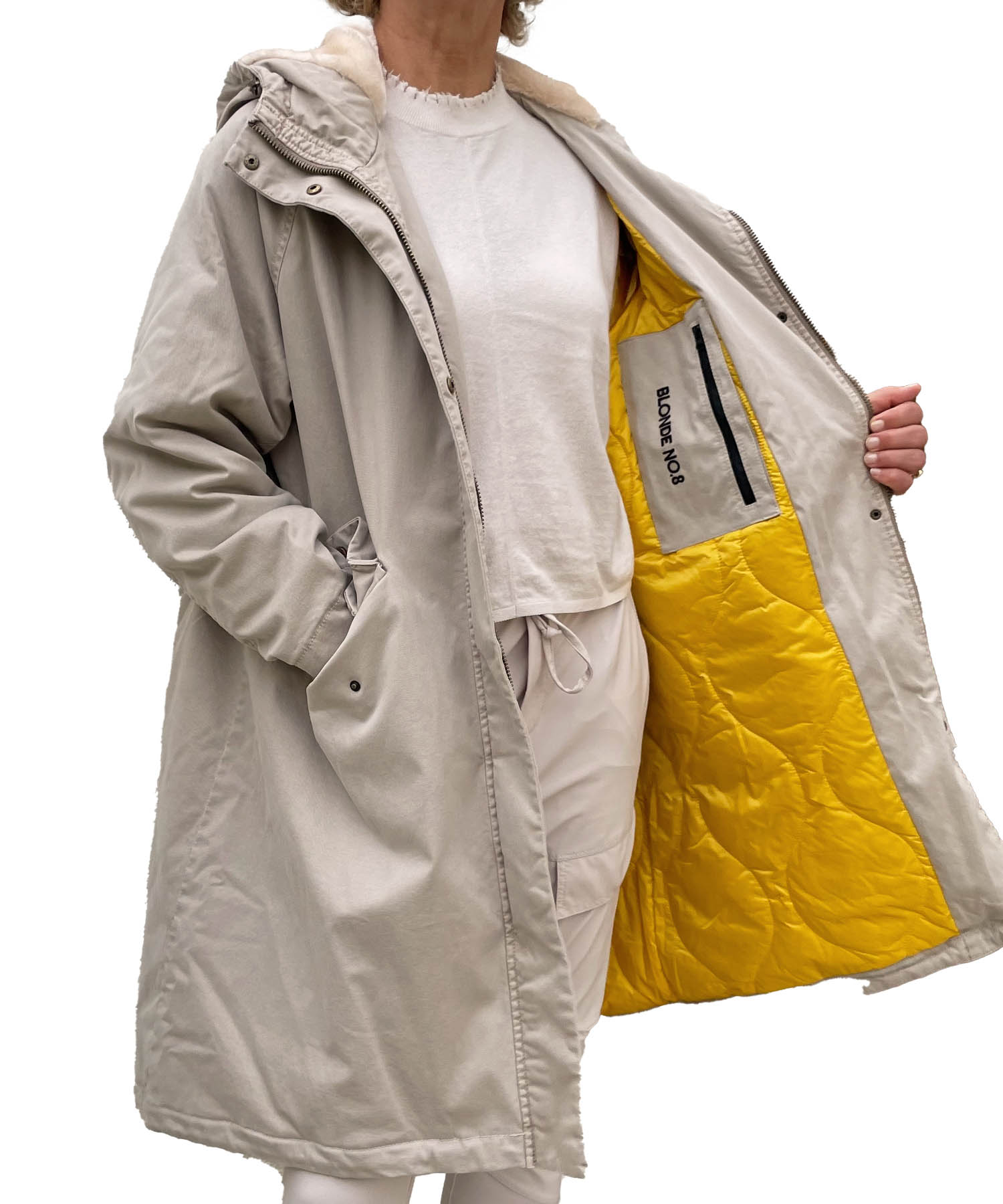 Blonde Parka in sand aus Baumwolle