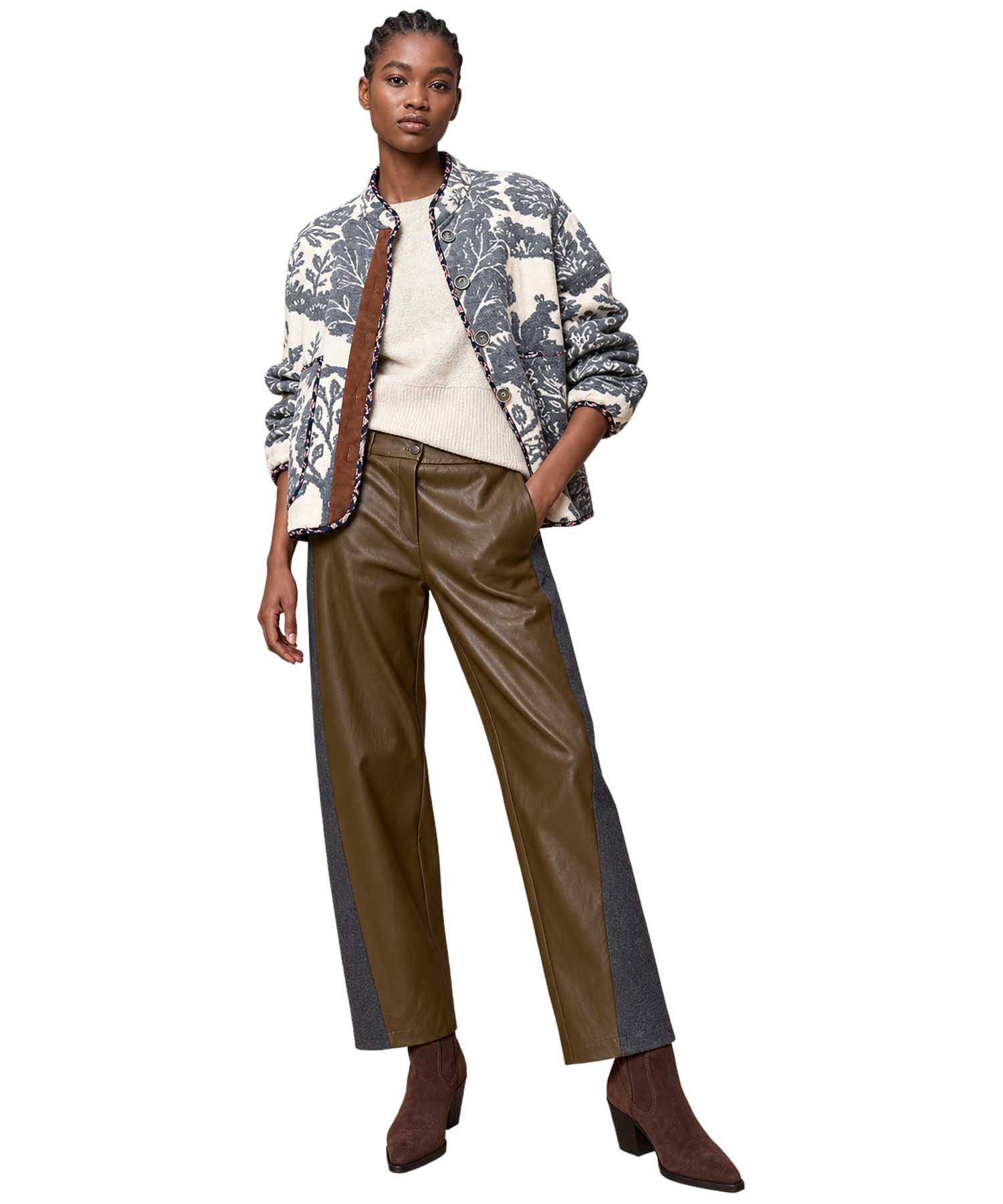 Aldo Martins Jacquard-Jacke Floral in Grau & Natur | Modehaus Wörmann