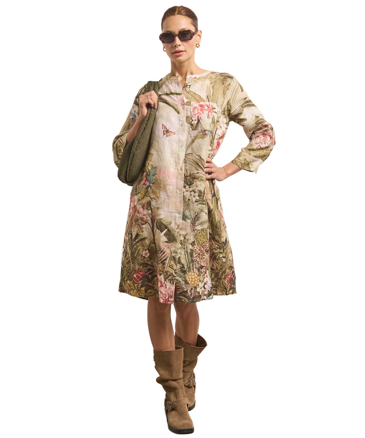 Princess goes Hollywood Leinenkleid | Jungle-Leo-Print Damenkleid