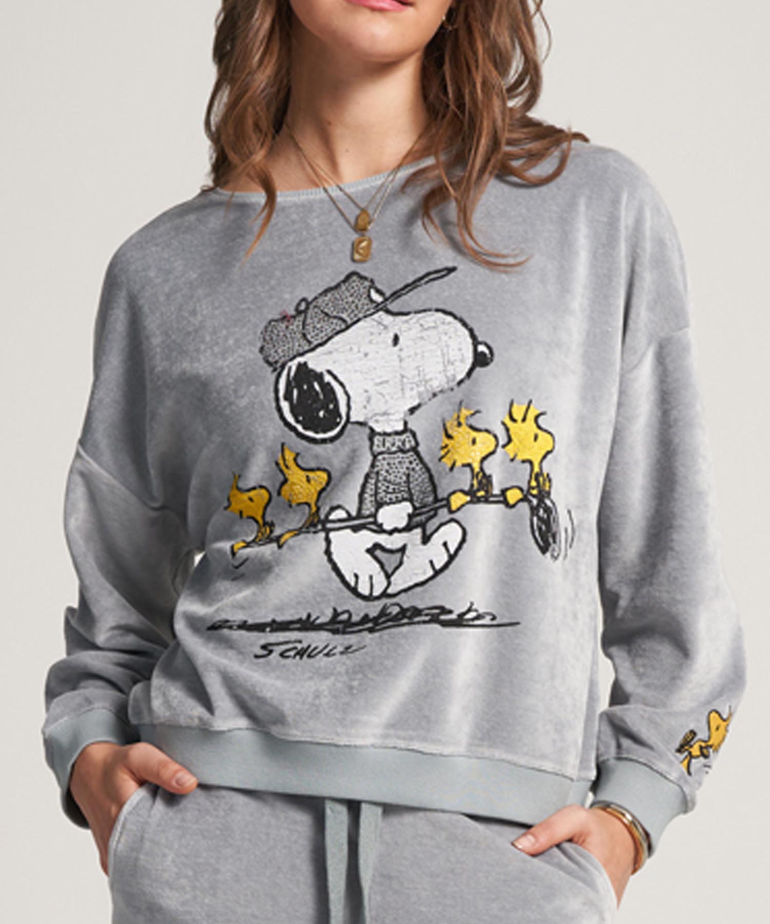 Princess goes Hollywood Sweatshirt Snoopy Golf aus Nicki-Stoff in grau