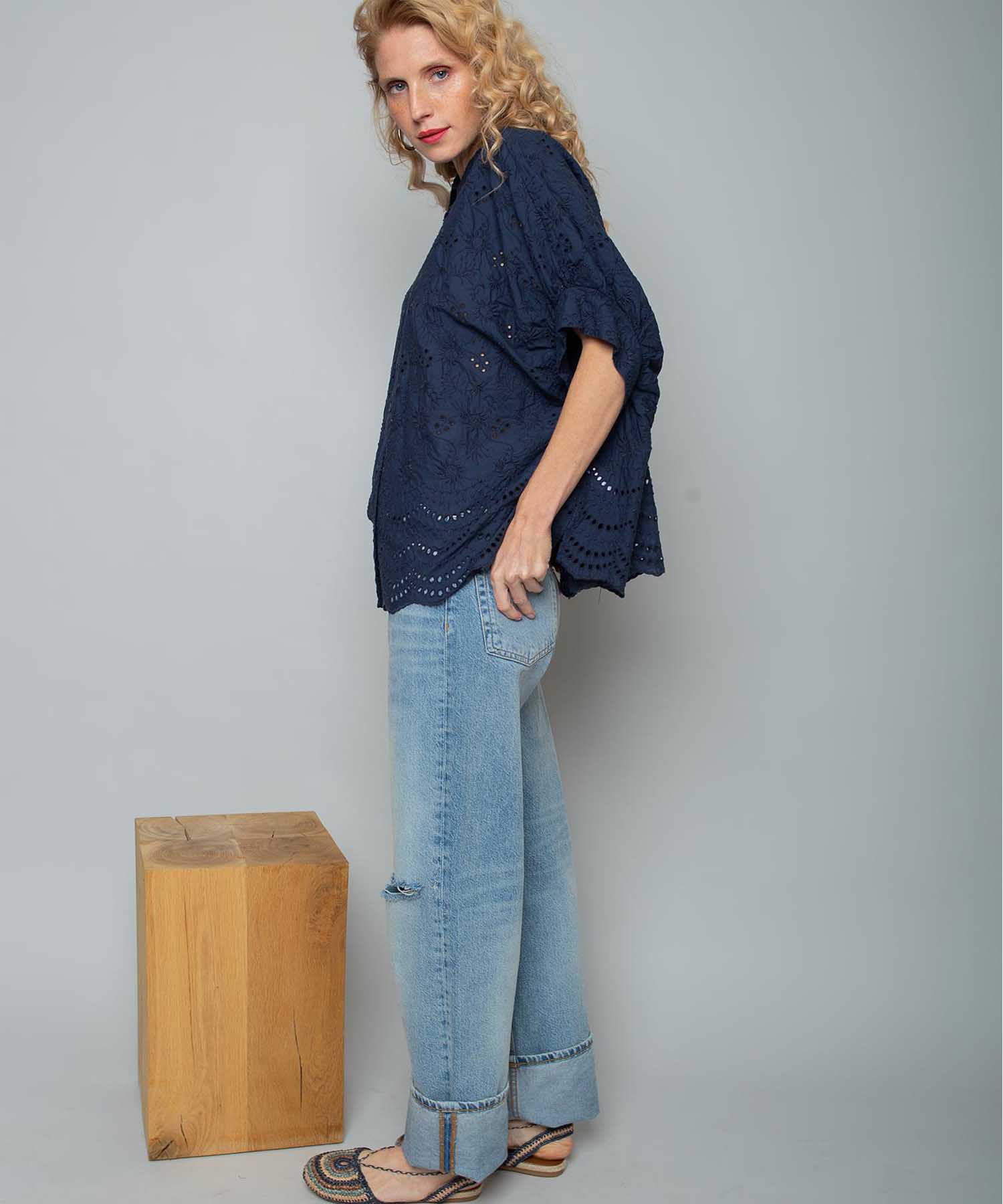 Emily van den Bergh Oversized Hemdbluse mit Lochstickerei | Modehaus Wörmann