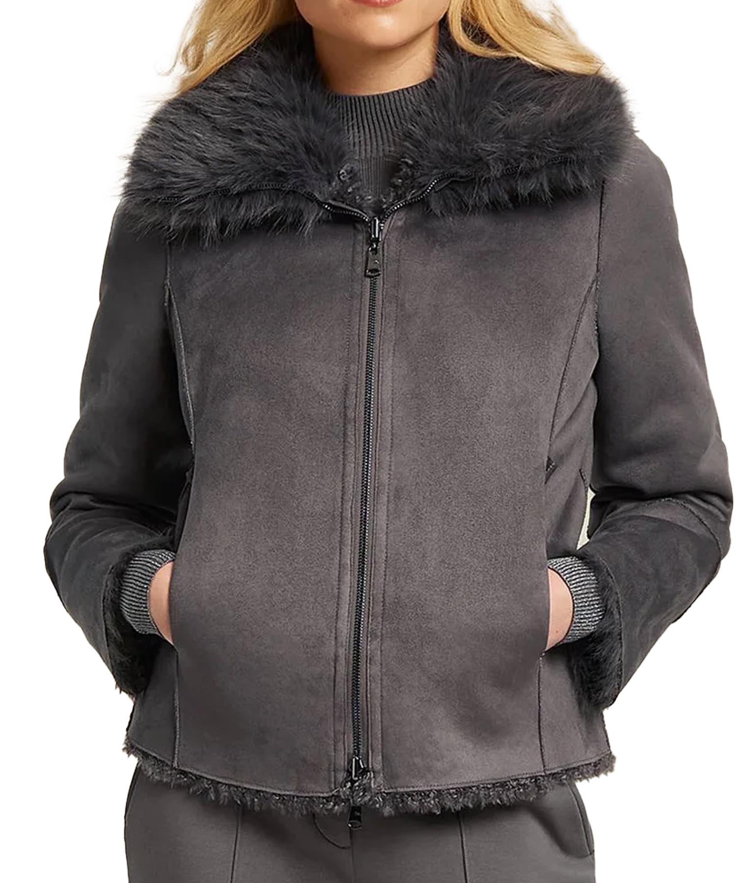 Beaumont Jacke aus Webpelz zum Wenden in dunkelgrau