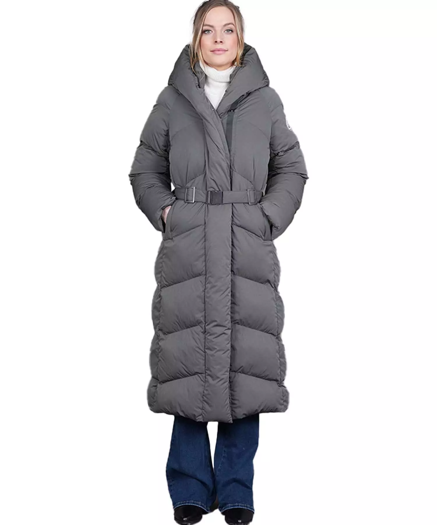 Blonde No. 8 langer Steppmantel in grau