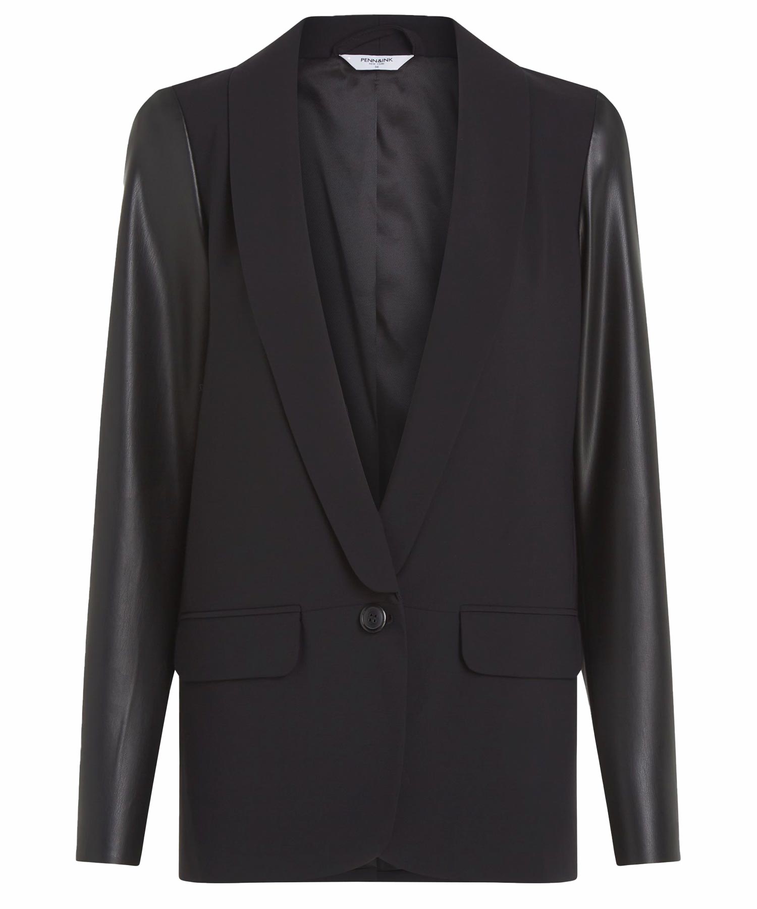 Penn and Ink Blazer im Materialmix in schwarz