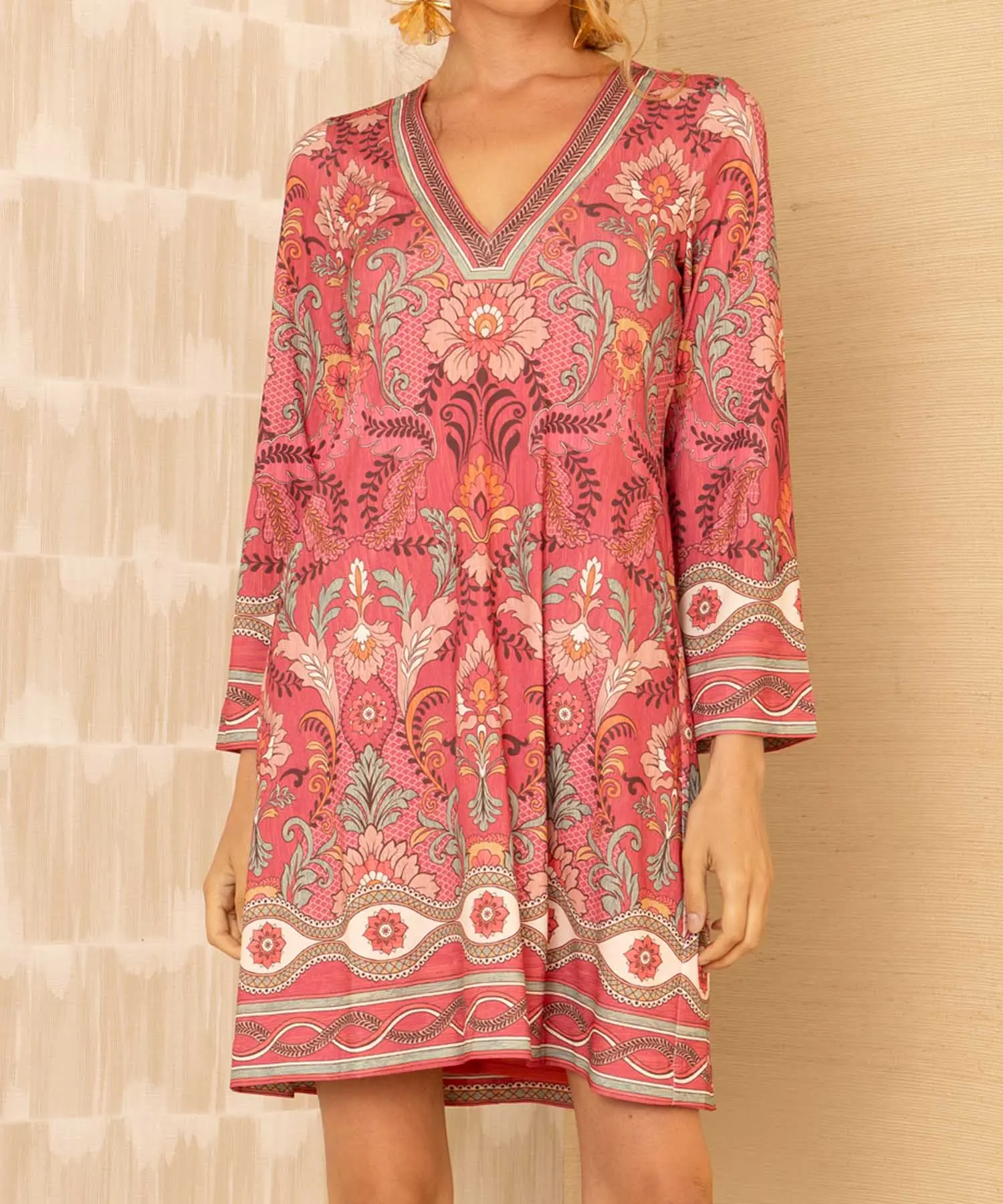 Hale Bob - Kleid  | Blumen-Druck in Rot-Tönen | 3/4-Arm