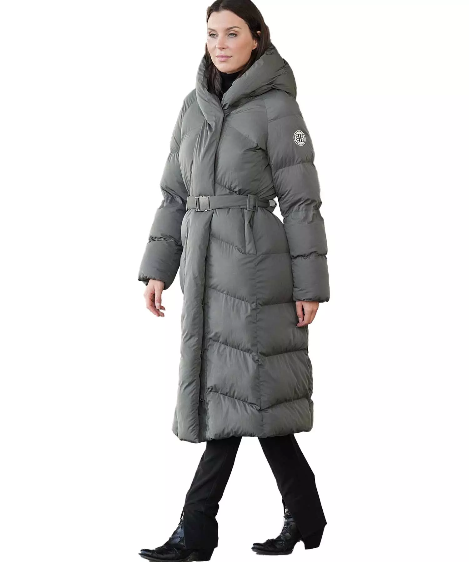 Blonde No. 8 langer Steppmantel in grau