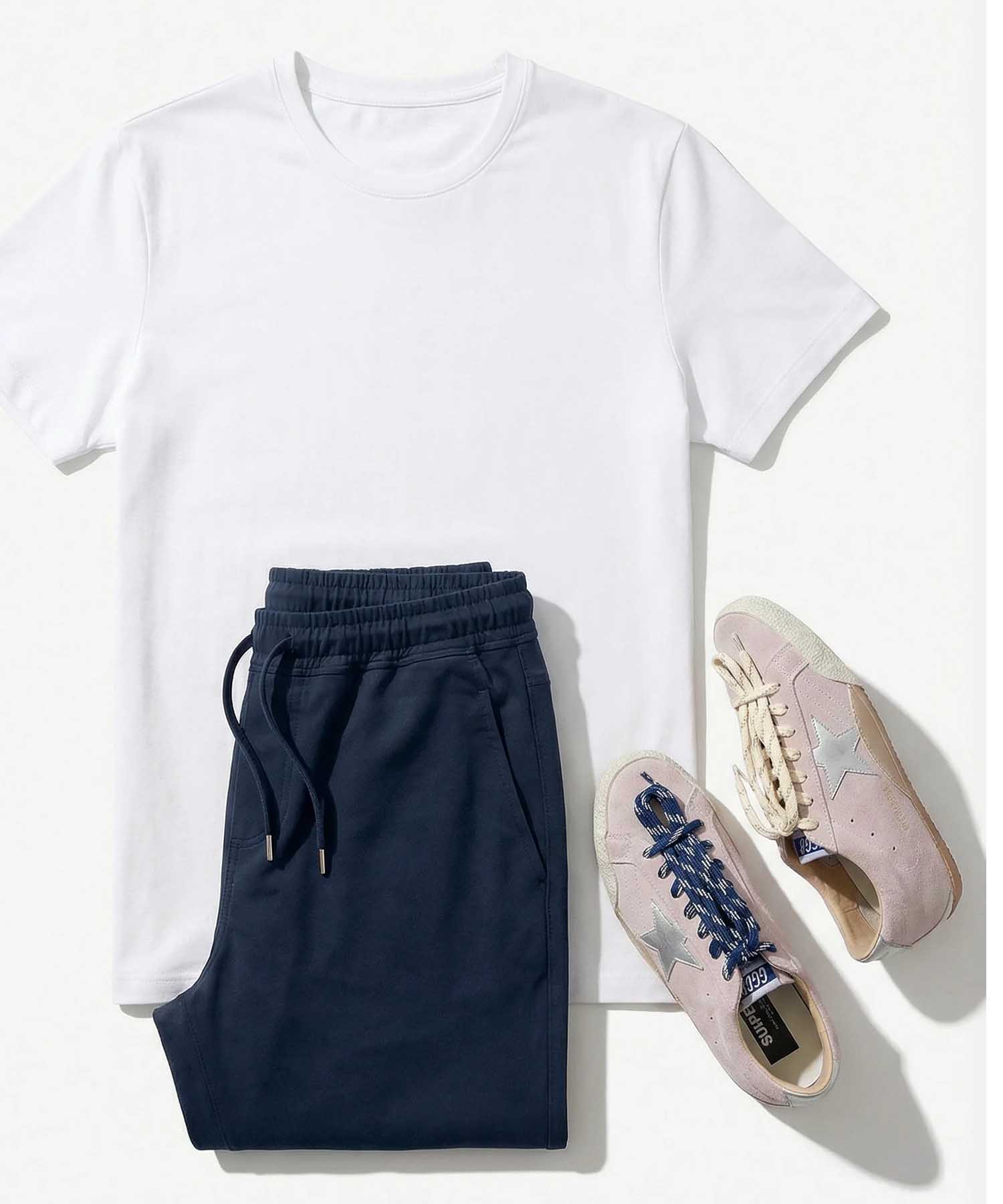 YOU TWO Hose im Materialmix in dunkelblau