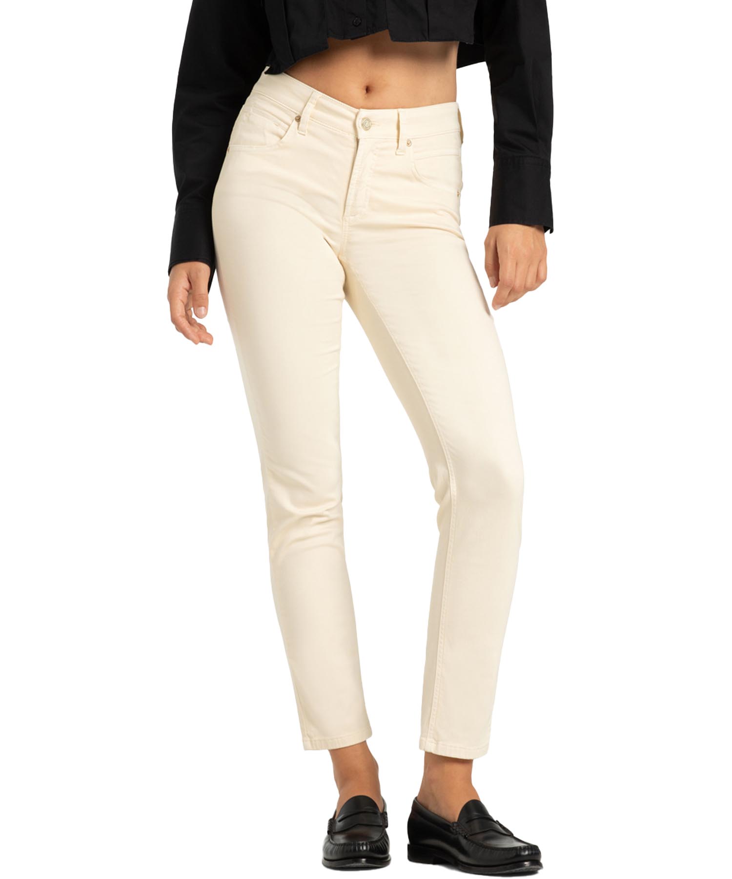 Cambio leicht verkürzte Jeans Piper in hellem beige