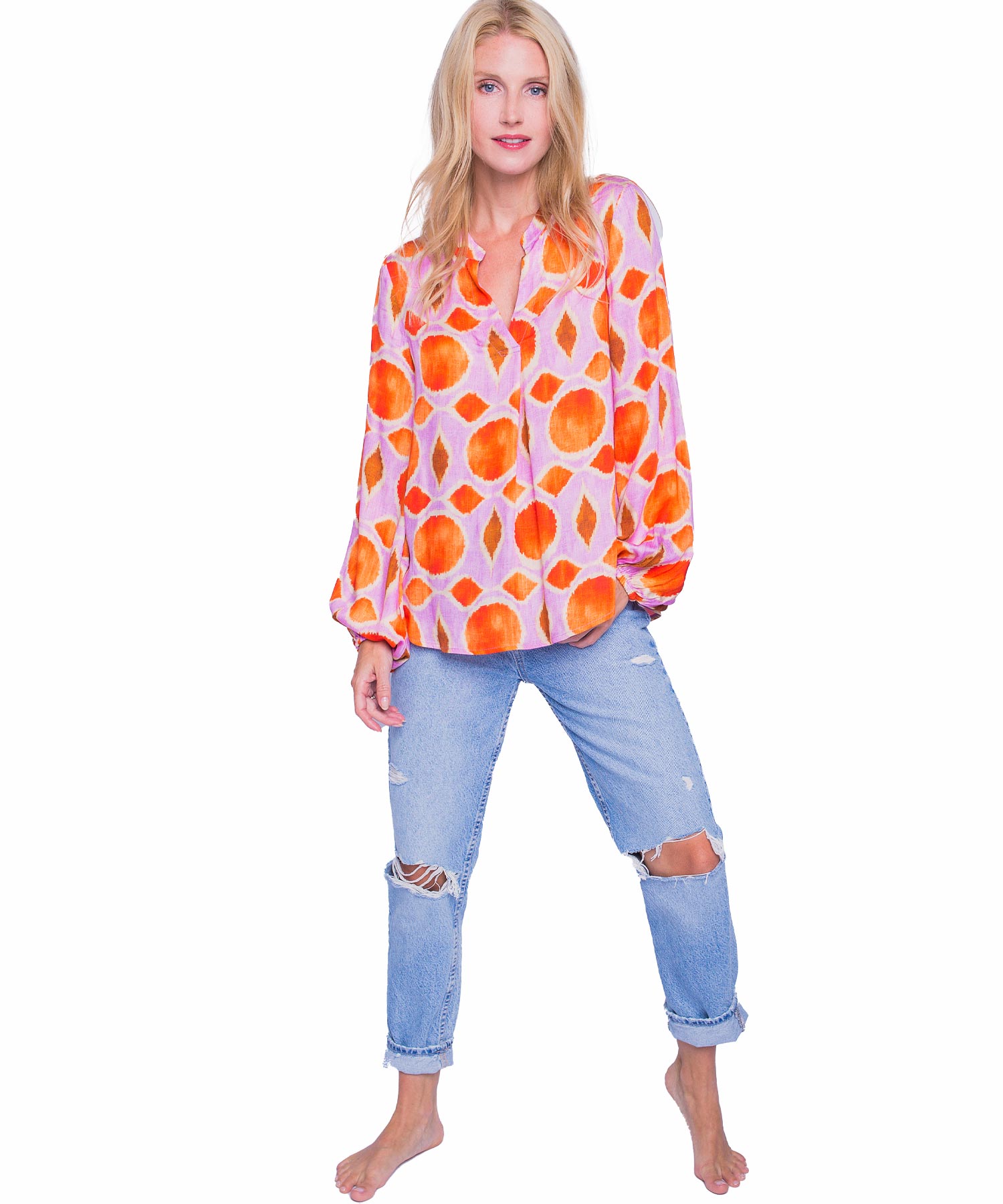 Emily van den Bergh Bluse pink orange Dots