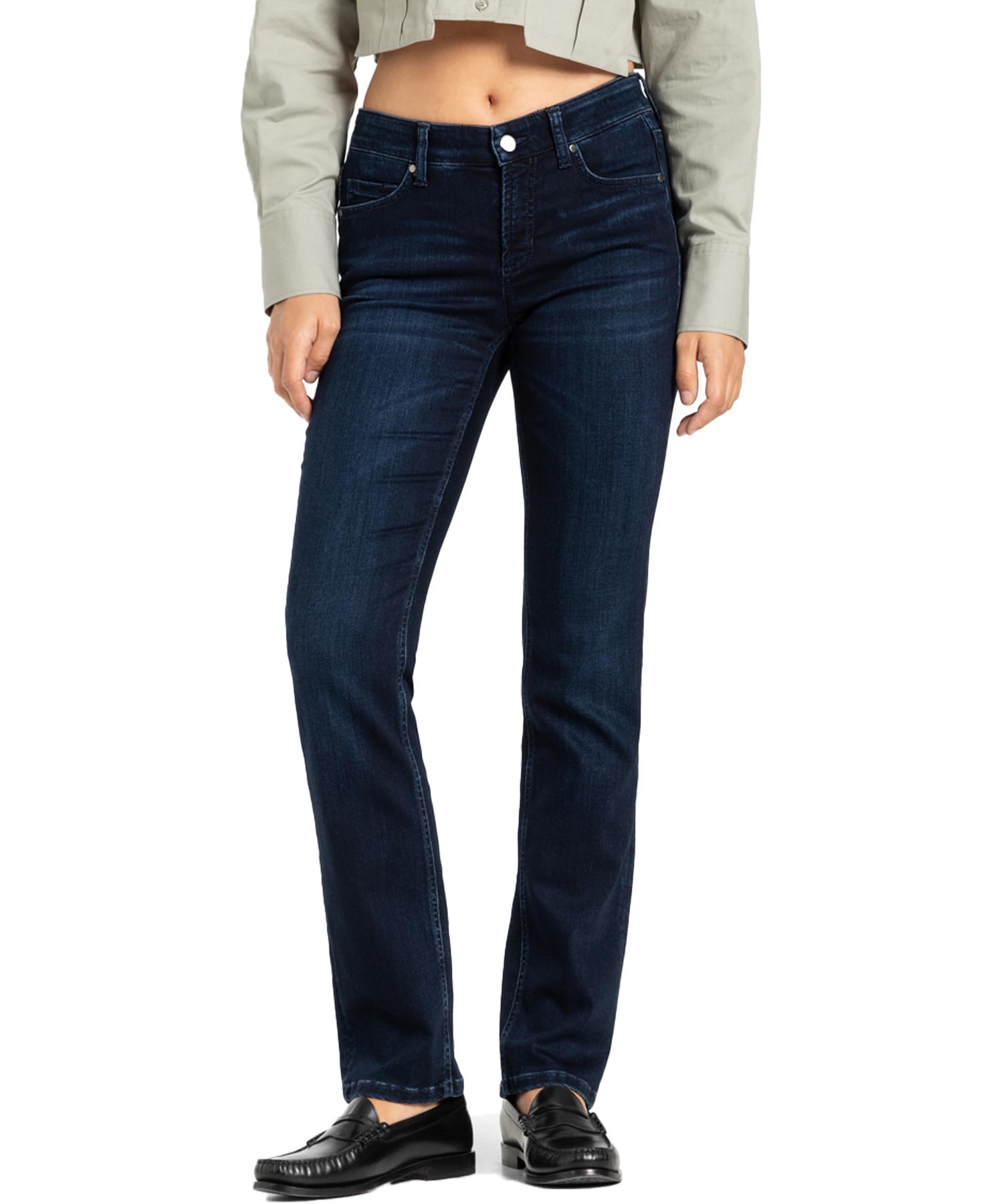 Cambio lange Jeans im Modell Piper in dunkler Jeanswaschung
