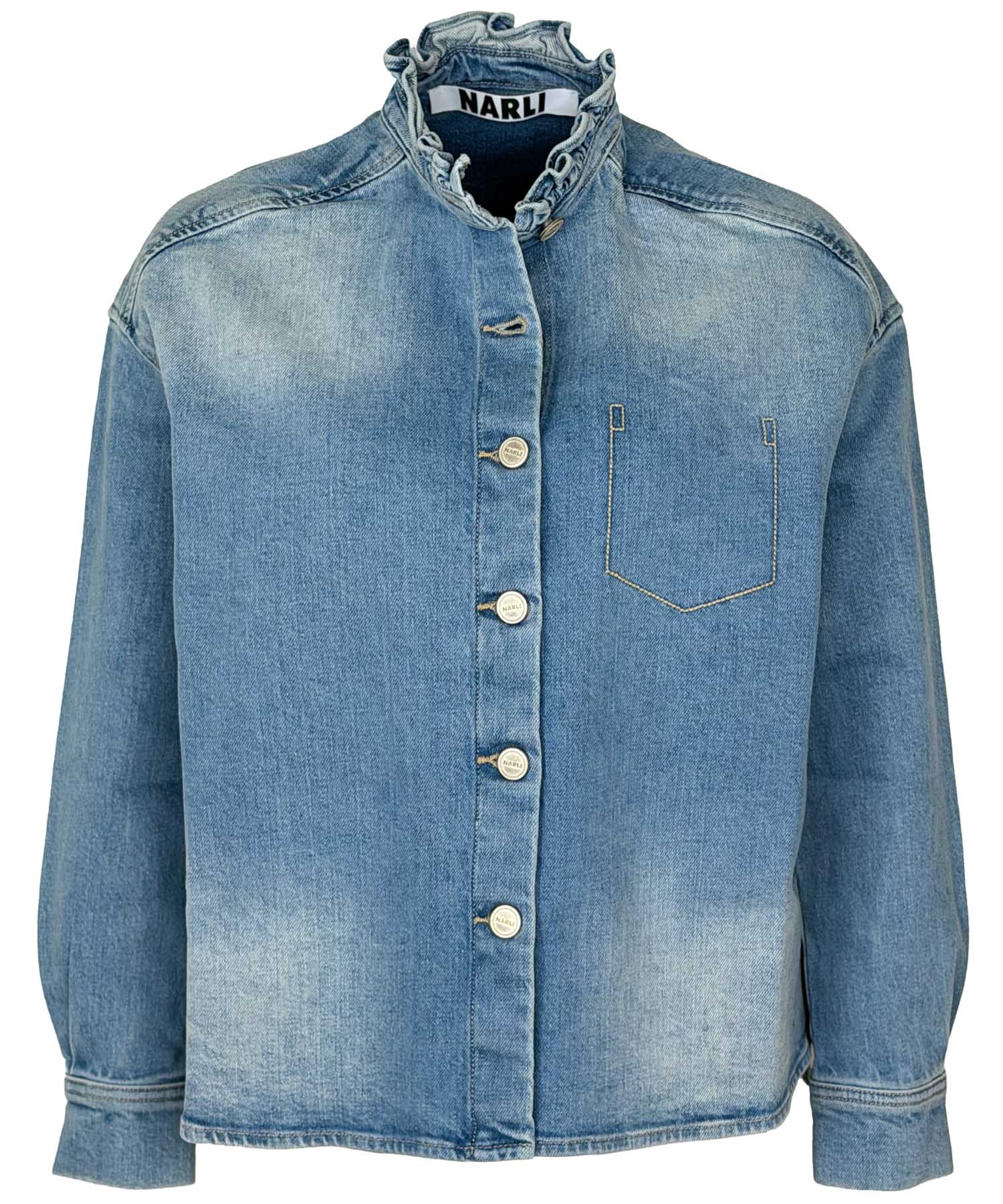 Narli Collection coole Jeansbluse - Overshirt in Blau | Modehaus Wörmann