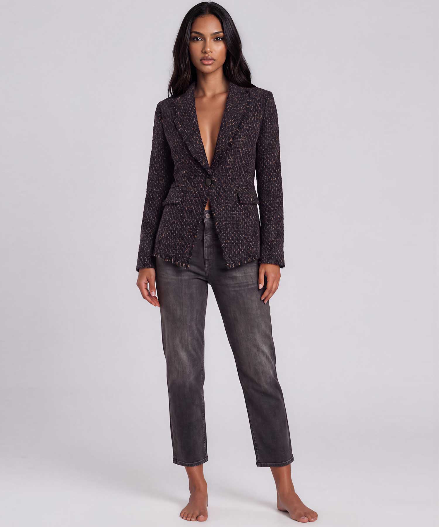 White Label Tweedblazer in Braun-Schwarz | Modehaus Wörmann