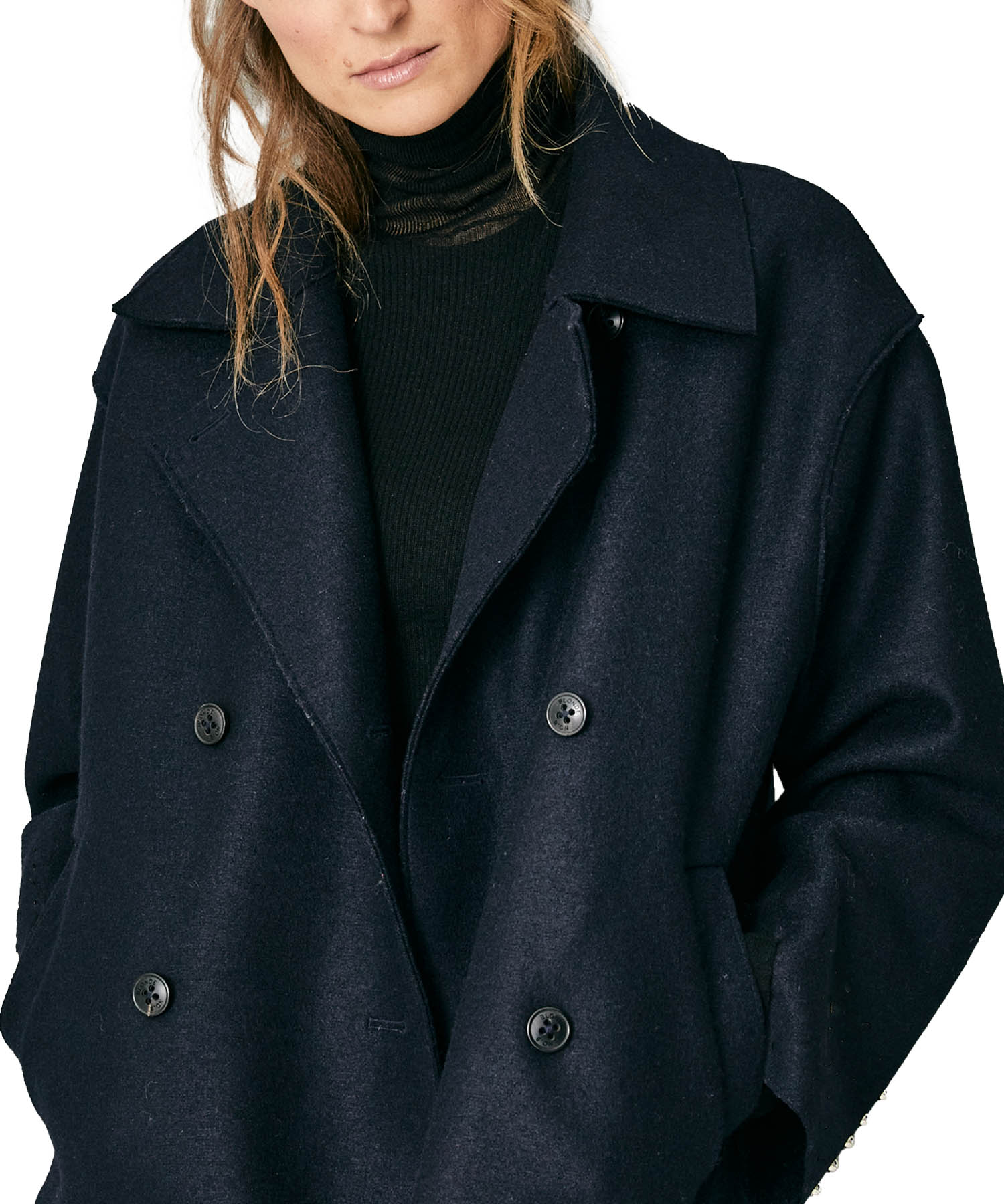 Blonde No. 8 lässig-leichte Jacke in schwarz aus reiner Wolle