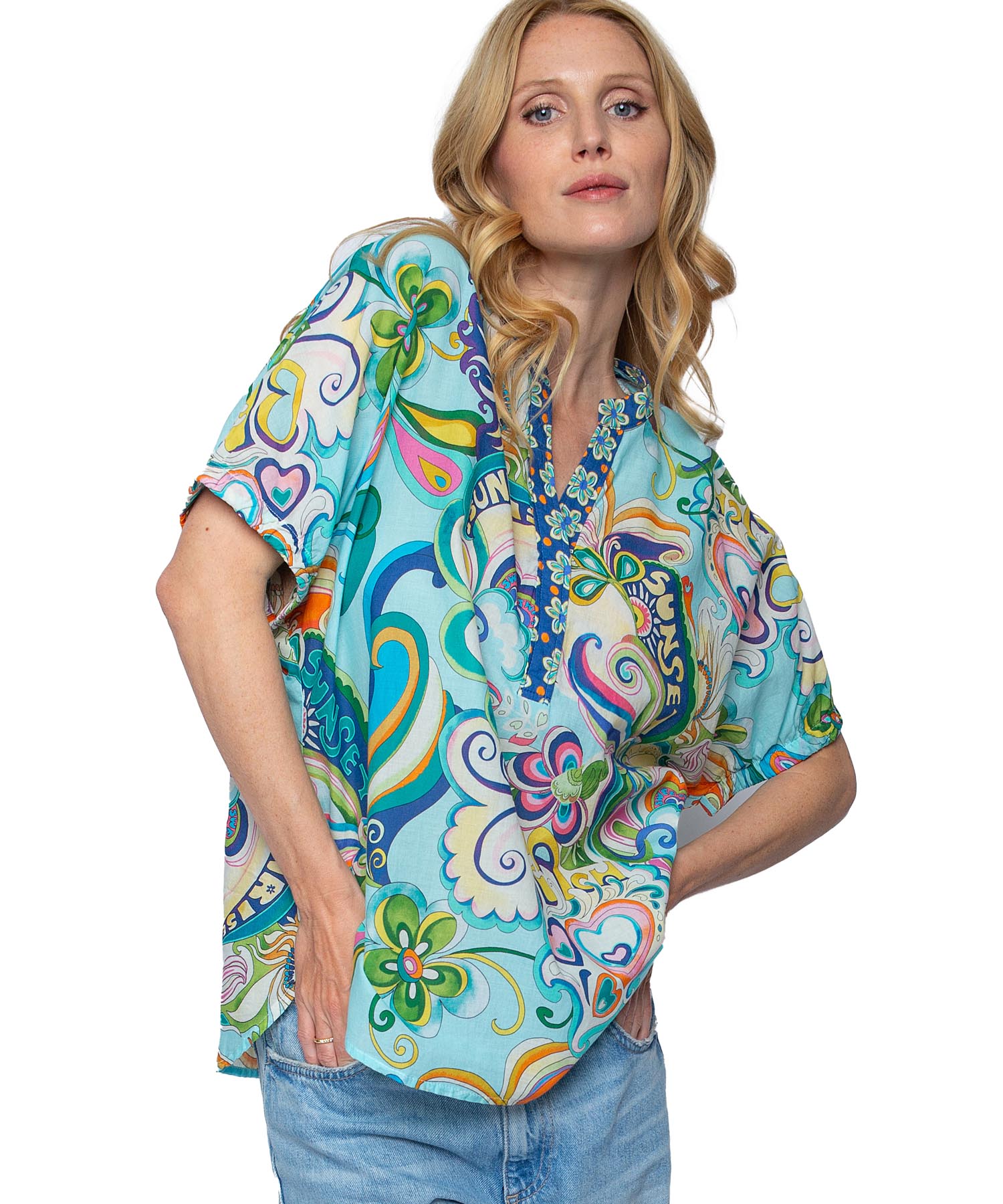 Emily van den Bergh Blusenshirt im Retro-Druck aus reiner Baumwolle
