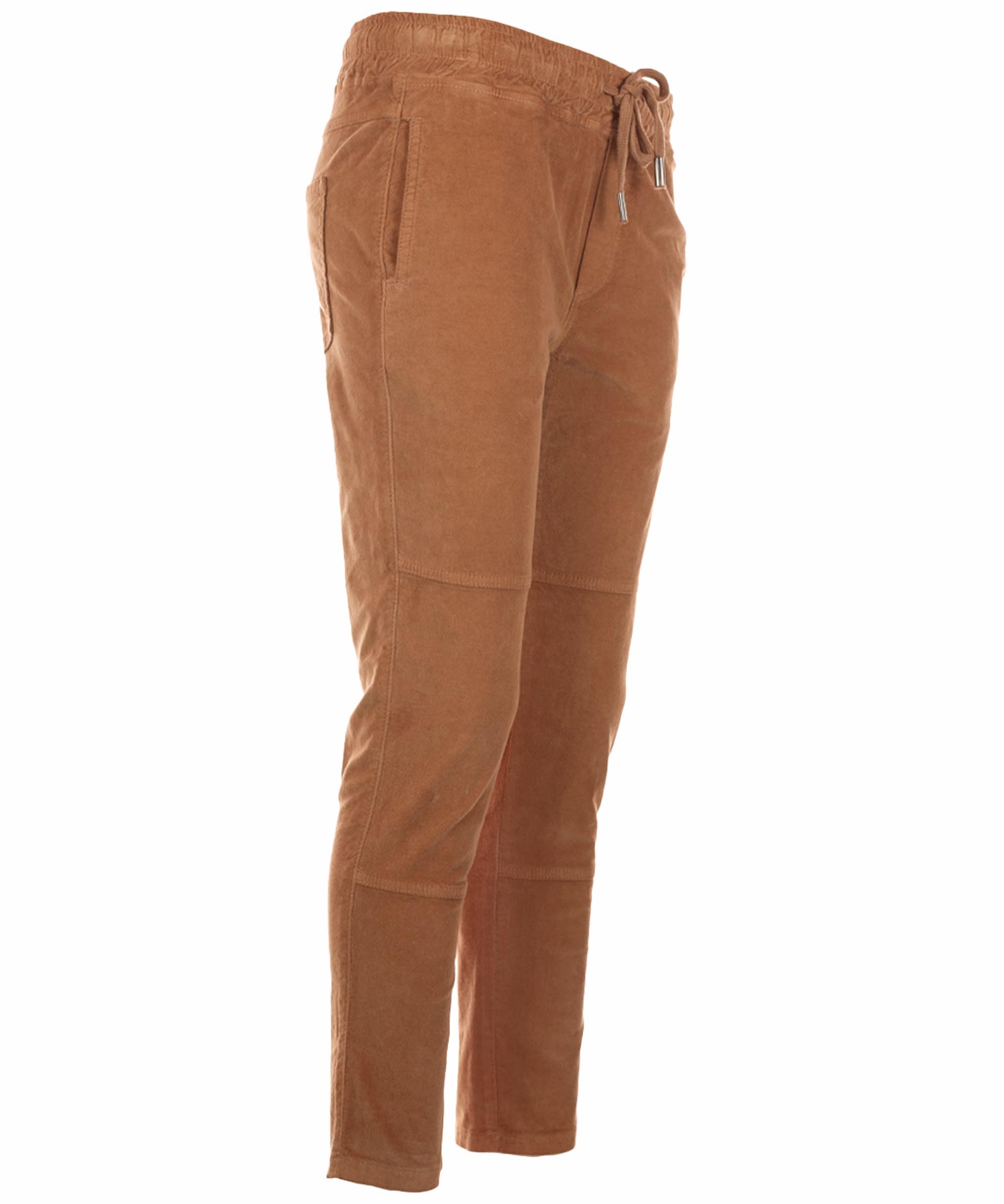Funky Staff Hose You4 aus gewaschenem Samt in caramel