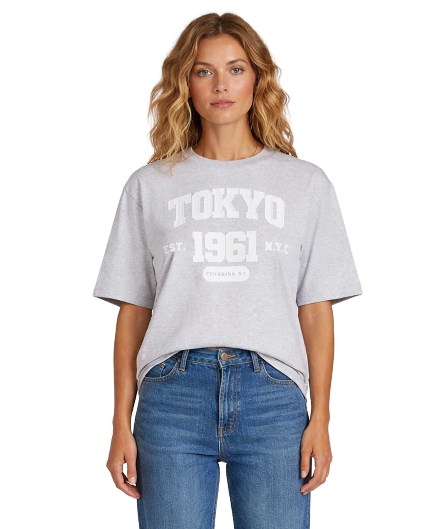 PENN&INK N.Y Damen Shirt Graumelange mit Logo-Print