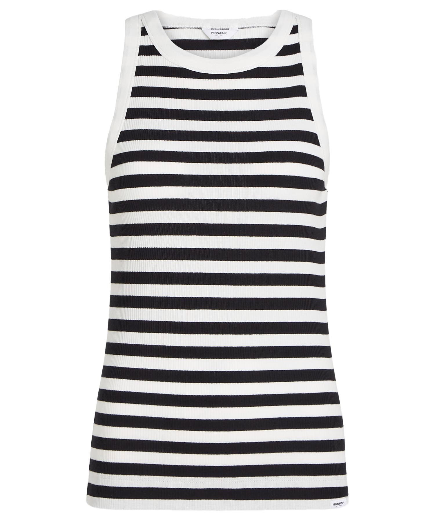 Penn and Ink Top mit Streifen in Rippenstruktur in schwarz weiss