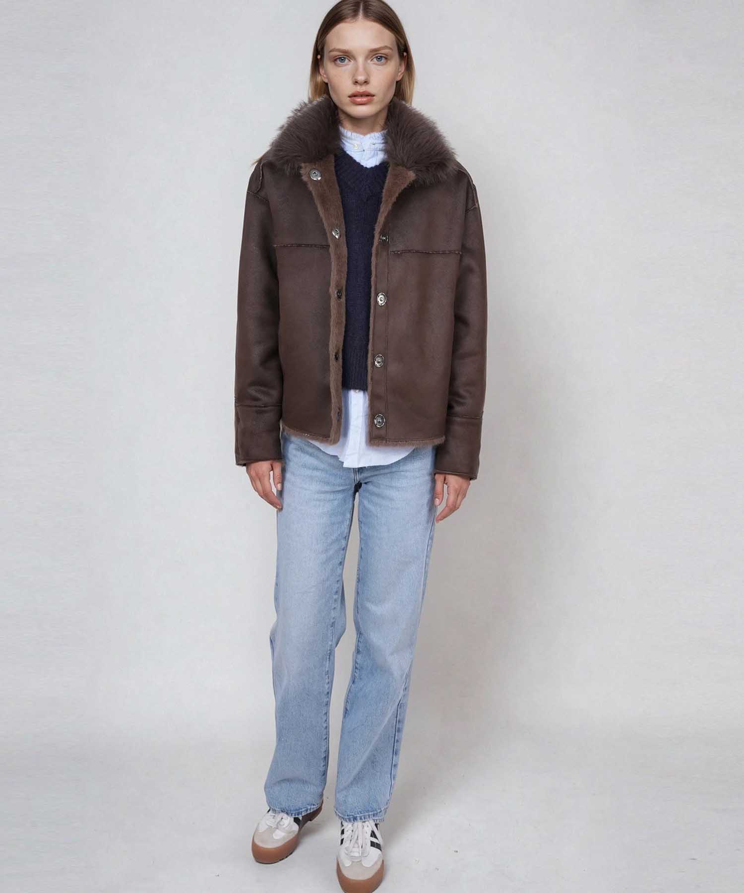 Blonde No. 8 Wendejacke TARA aus Webpelz in Braun | Modehaus Wörmann