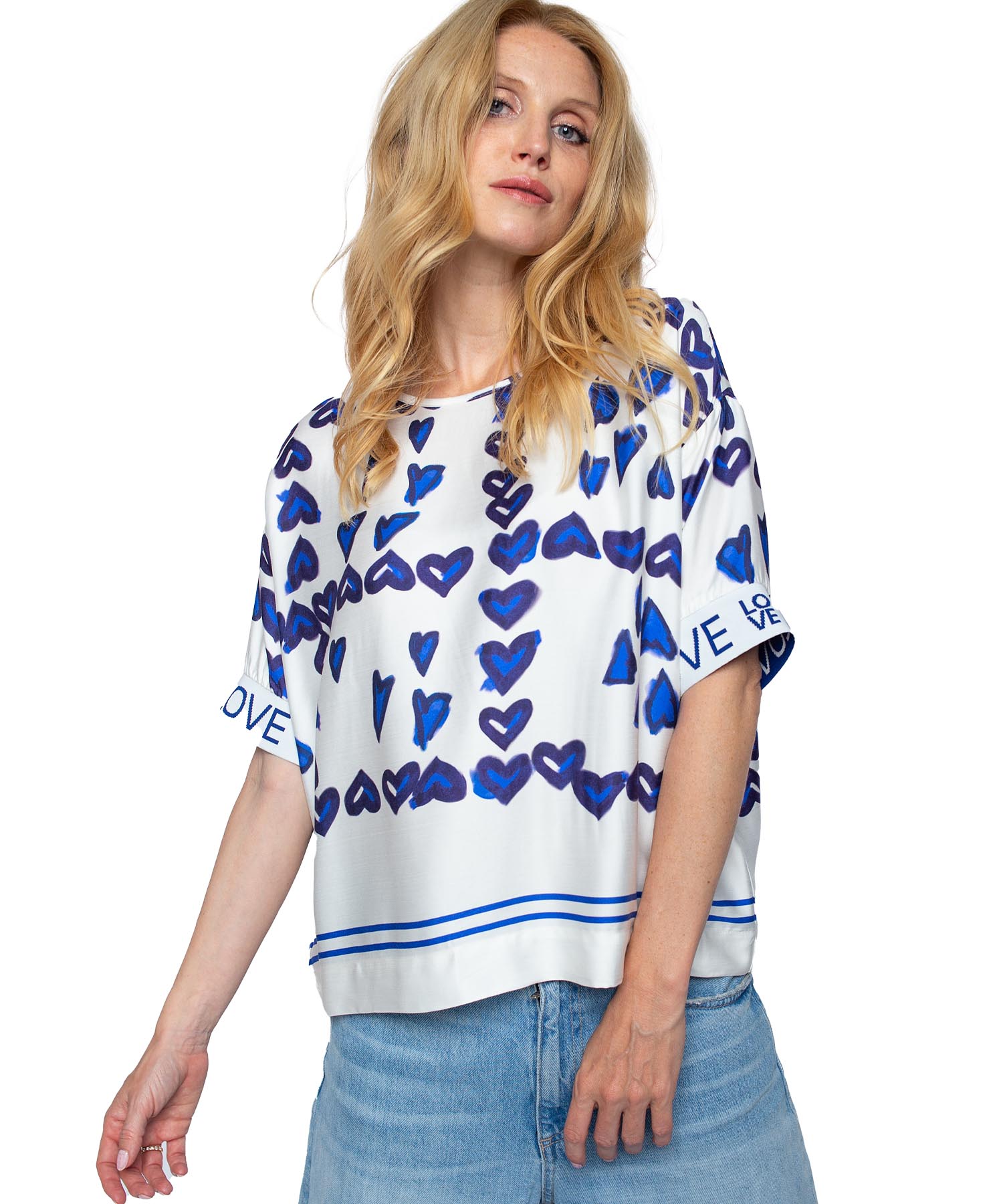 Emily van den Bergh Shirtbluse  navy hearts