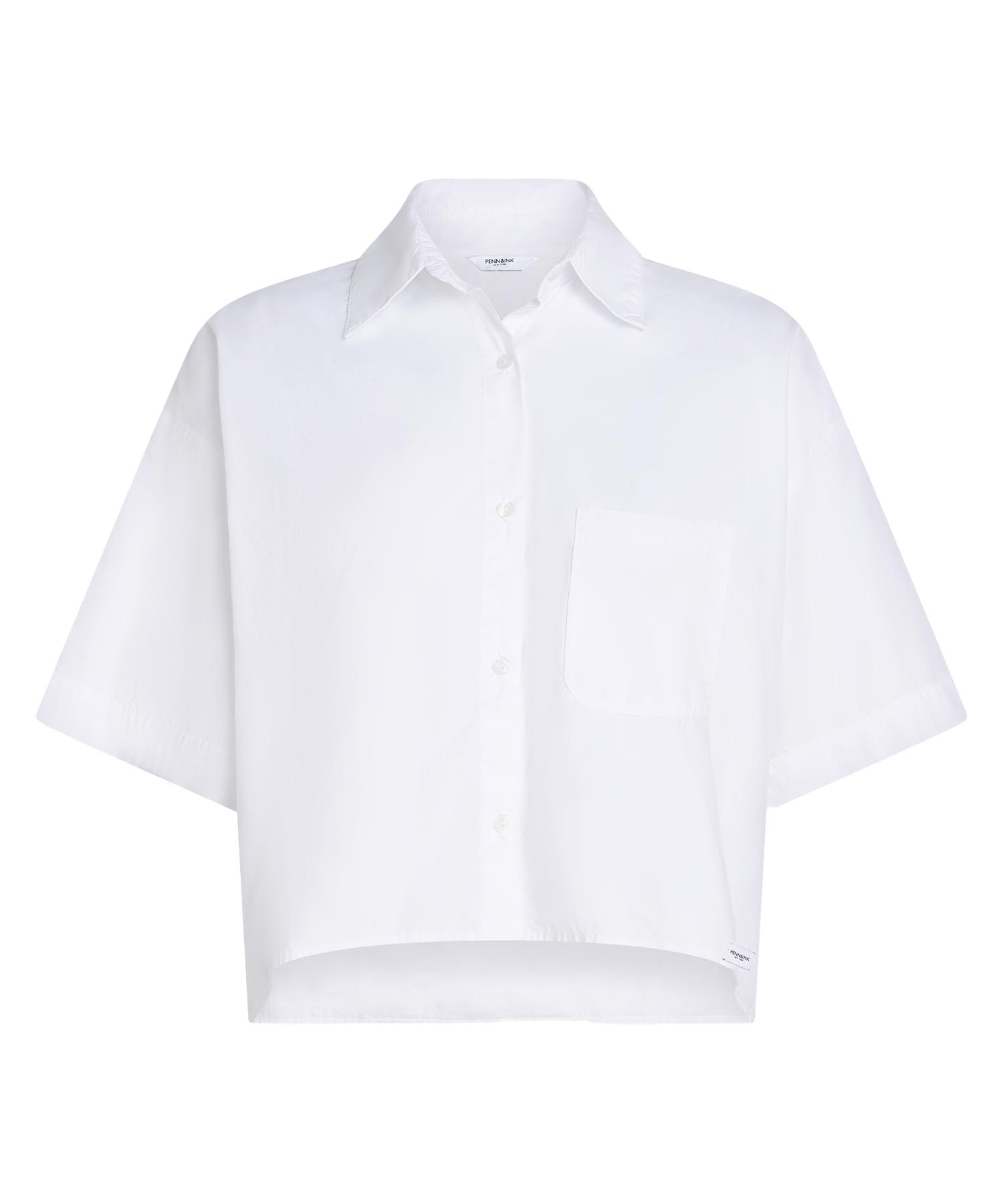 Penn and Ink lässig-kurze Bluse aus reiner Baumwolle in weiss