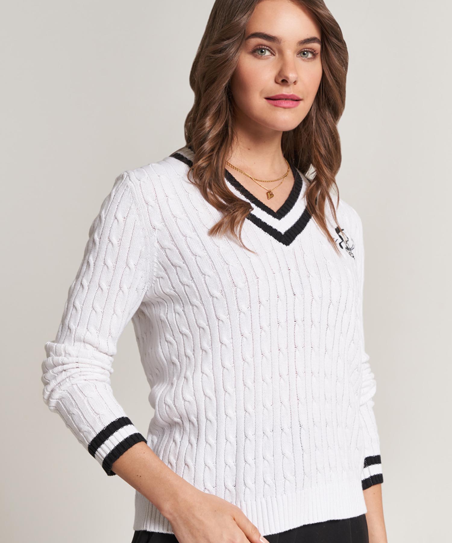 Princess goes Hollywood Zopfpullover mit Snoopy in weiss mit Kontrast