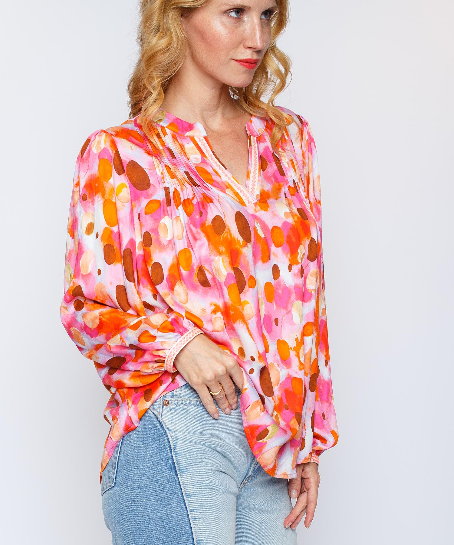 Emily van den Bergh Bluse pink red dots