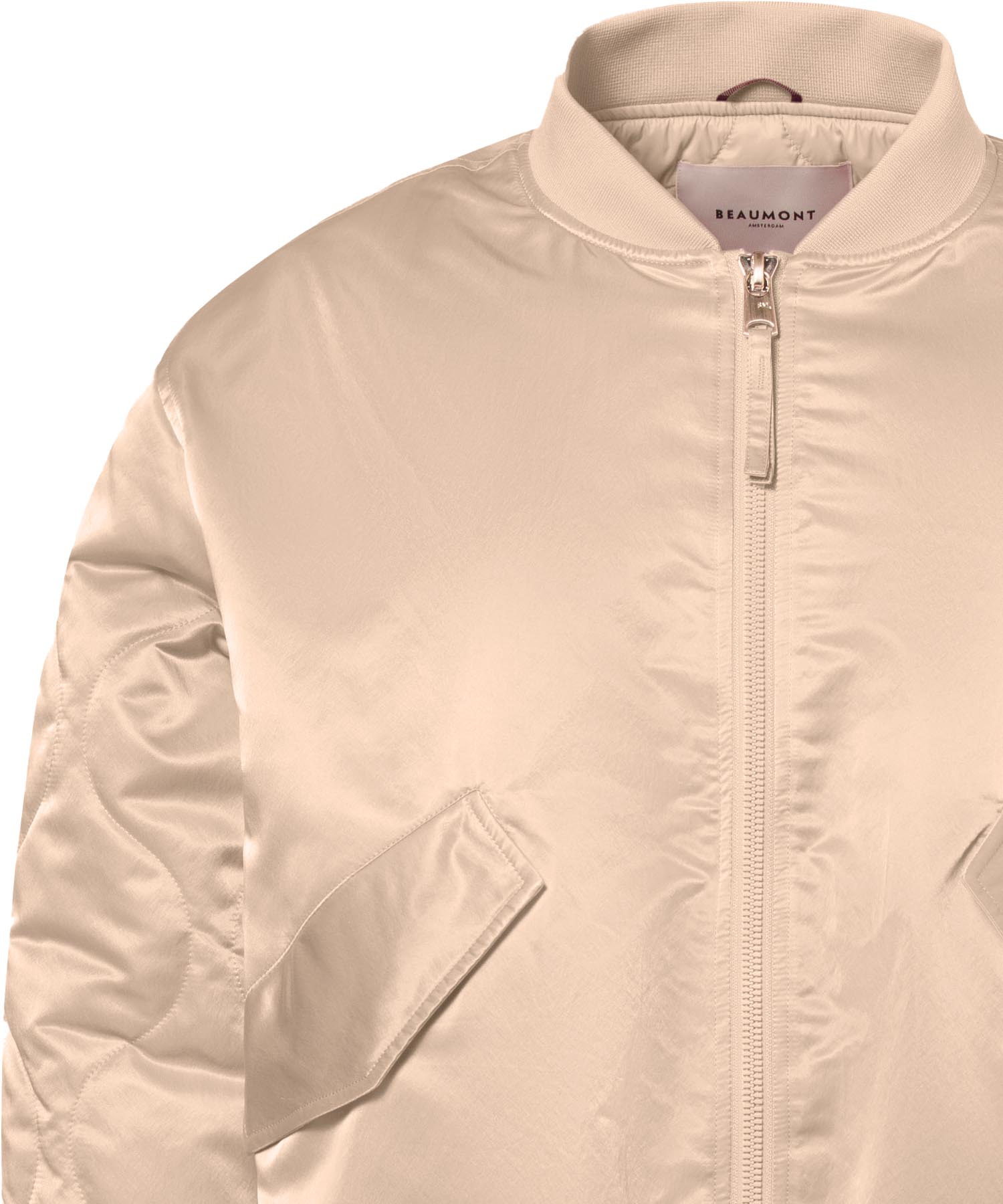 Beaumont wattierte Bomberjacke aus Satin in beige