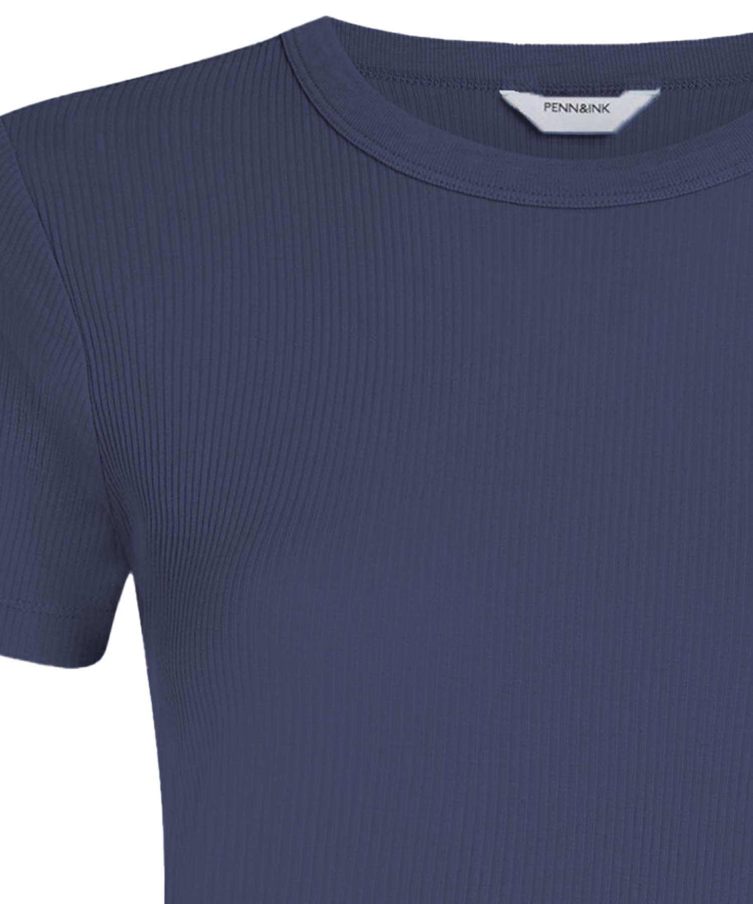 Penn and Ink T-Shirt in Rippenstruktur in navy